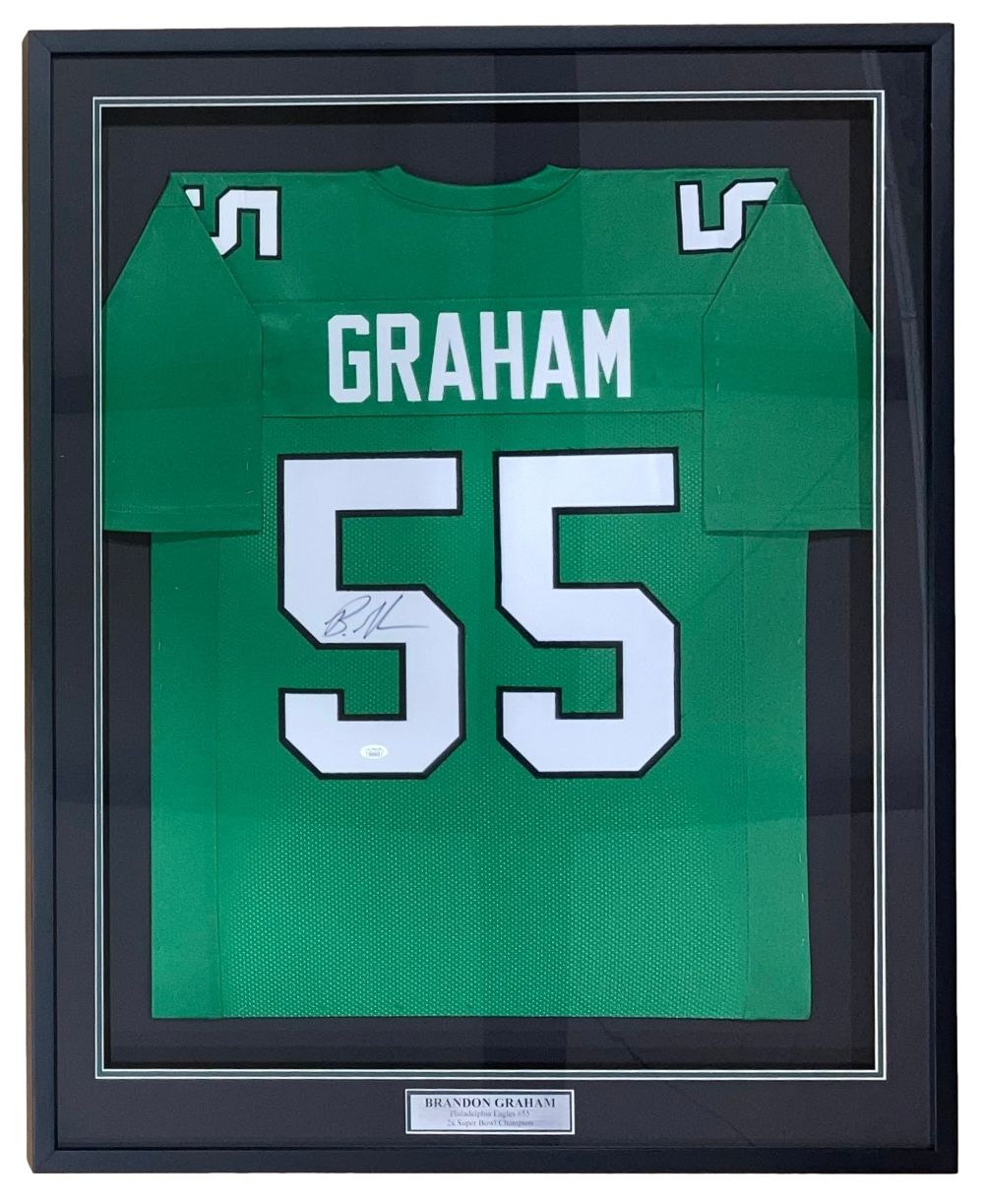 Brandon Graham Autographed Philadelphia Eagles Kelly Green Jersey - Super Bowl LIX Champion - Framed with JSA Certificate - Perfect for Eagles Fans, Sports Memorabilia Collectors & Man Cave Decor