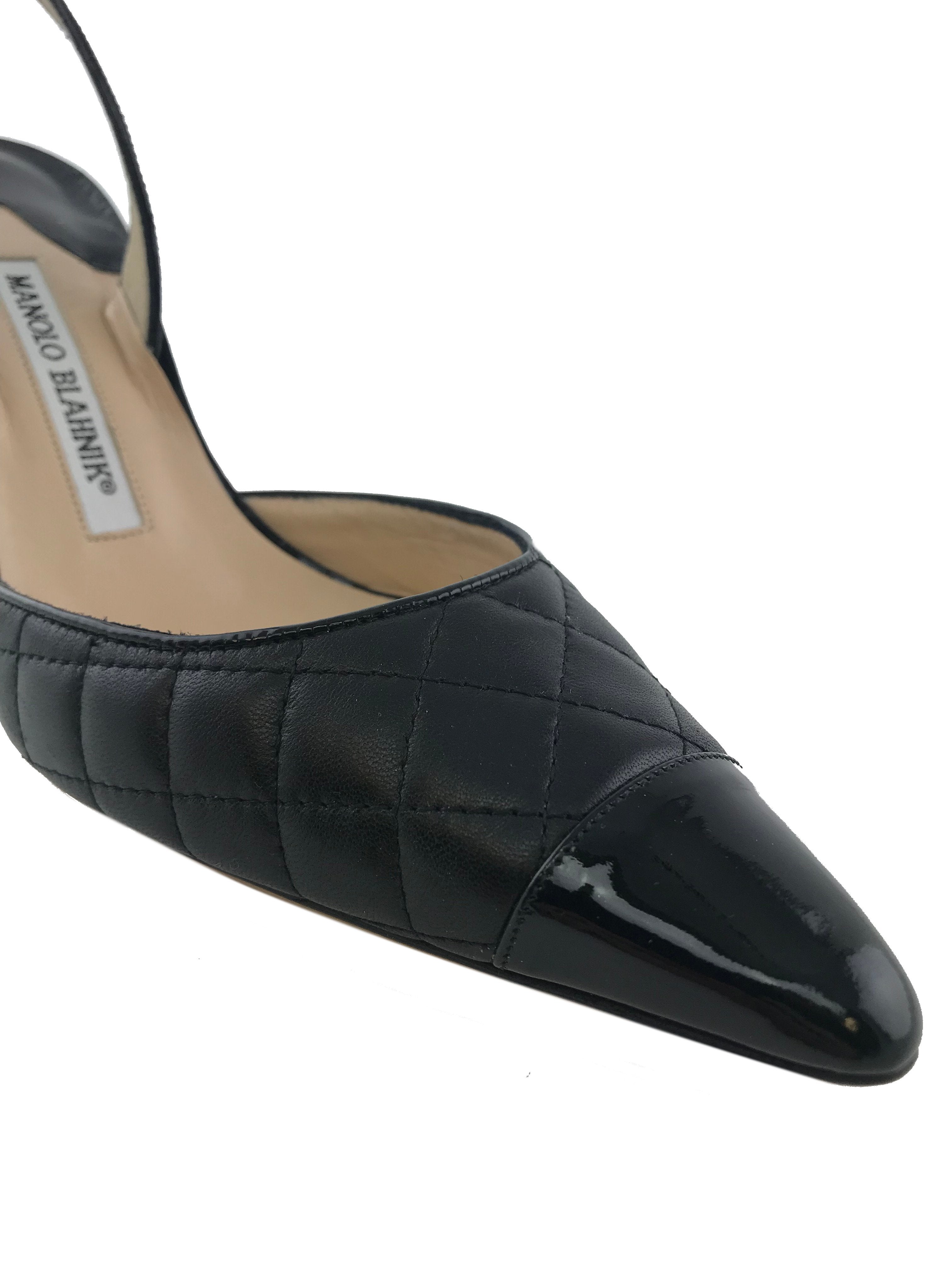 Manolo Blahnik Irie Quilted Cap Toe Slingback Pumps - Women's Size 8 (US) | Luxury High Heels for Evening Parties, Weddings & Special Occasions