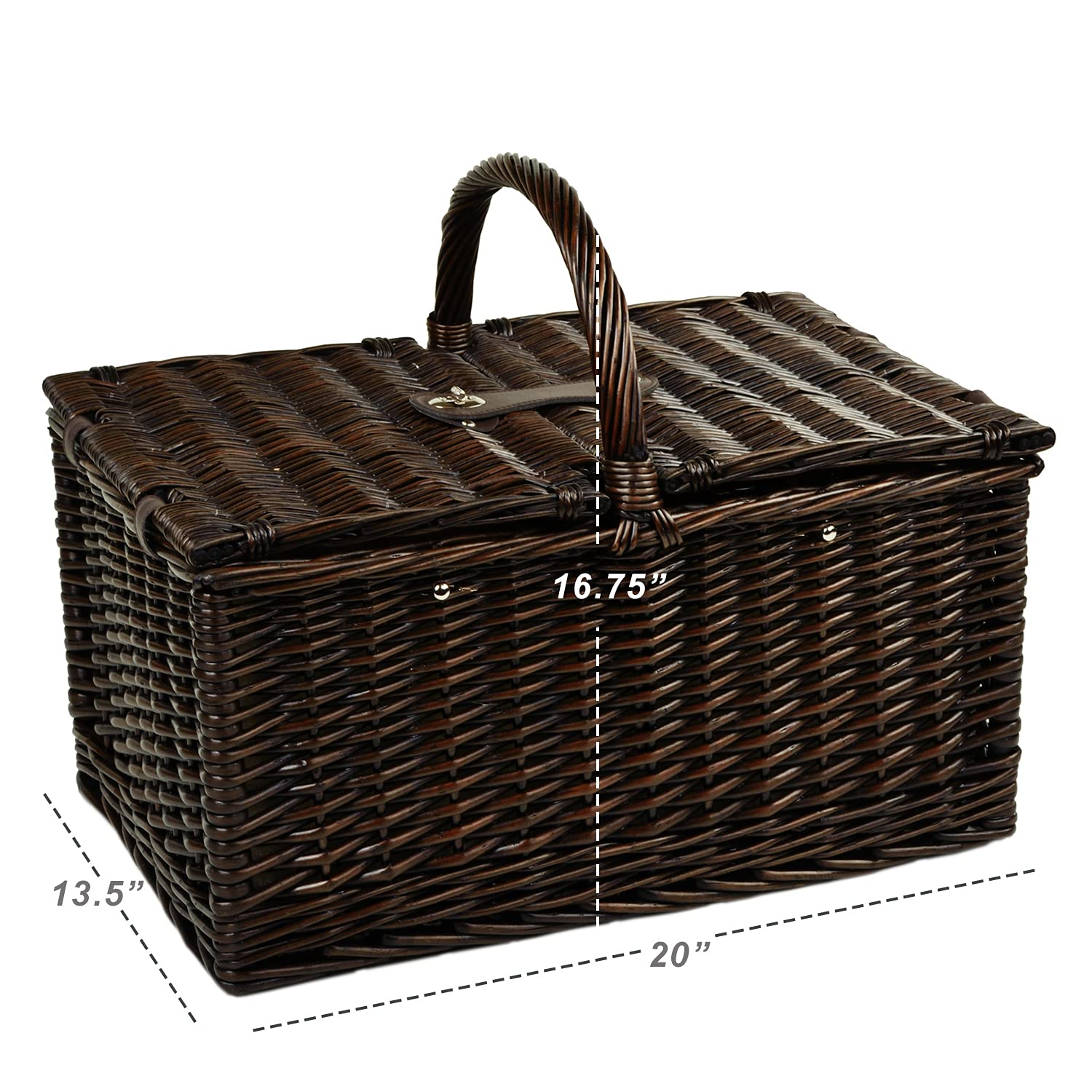 Picnic at Ascot Buckingham Willow Picnic Basket for 4 - Classic London Plaid Design | Perfect for Outdoor Dining, Beach Picnics & Romantic Getaways
