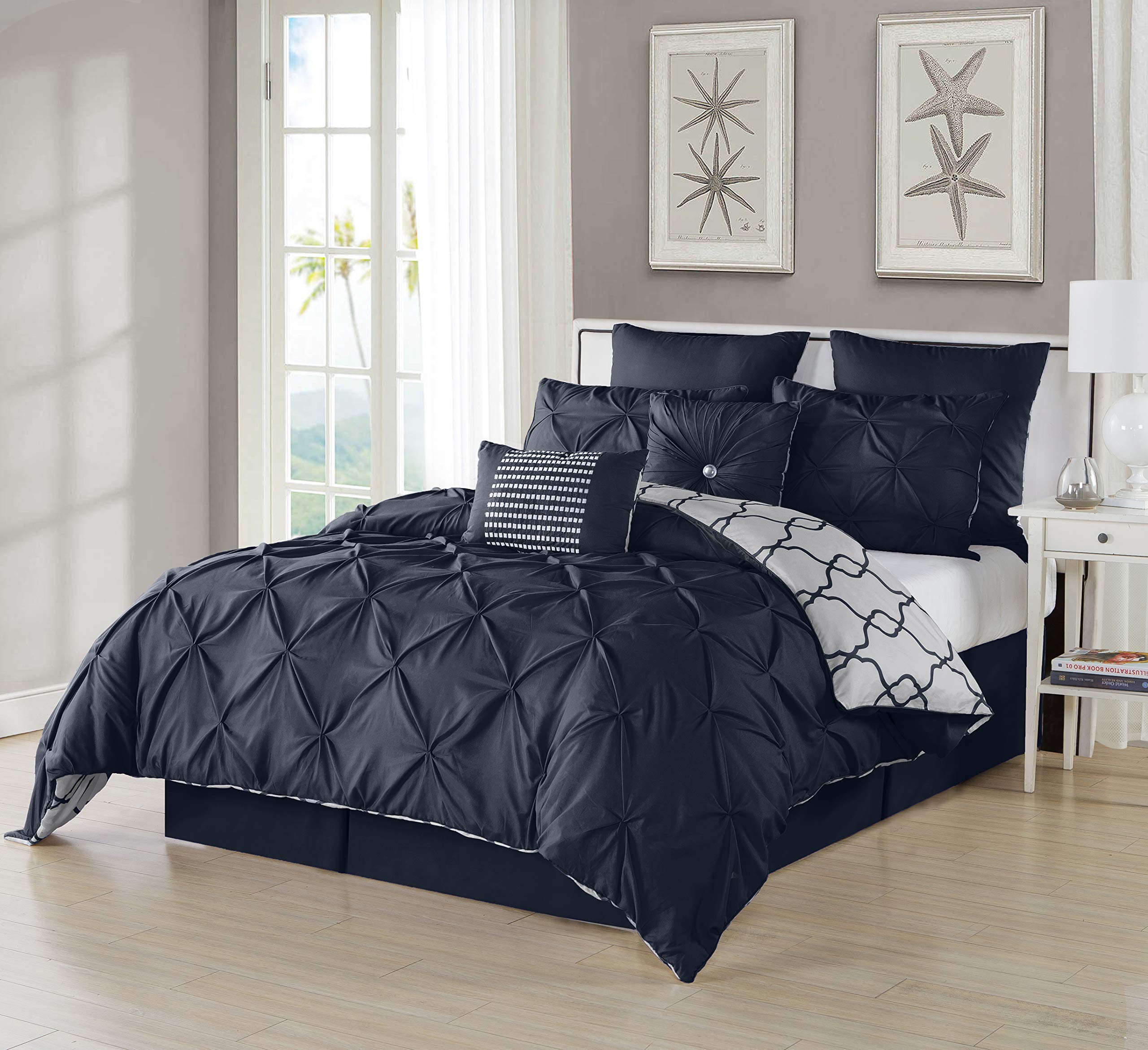 Duck River Textiles Easy Comforter Set - Navy Blue Soft Bedding for Queen/King Size - Perfect for Cozy Bedrooms & Guest Rooms