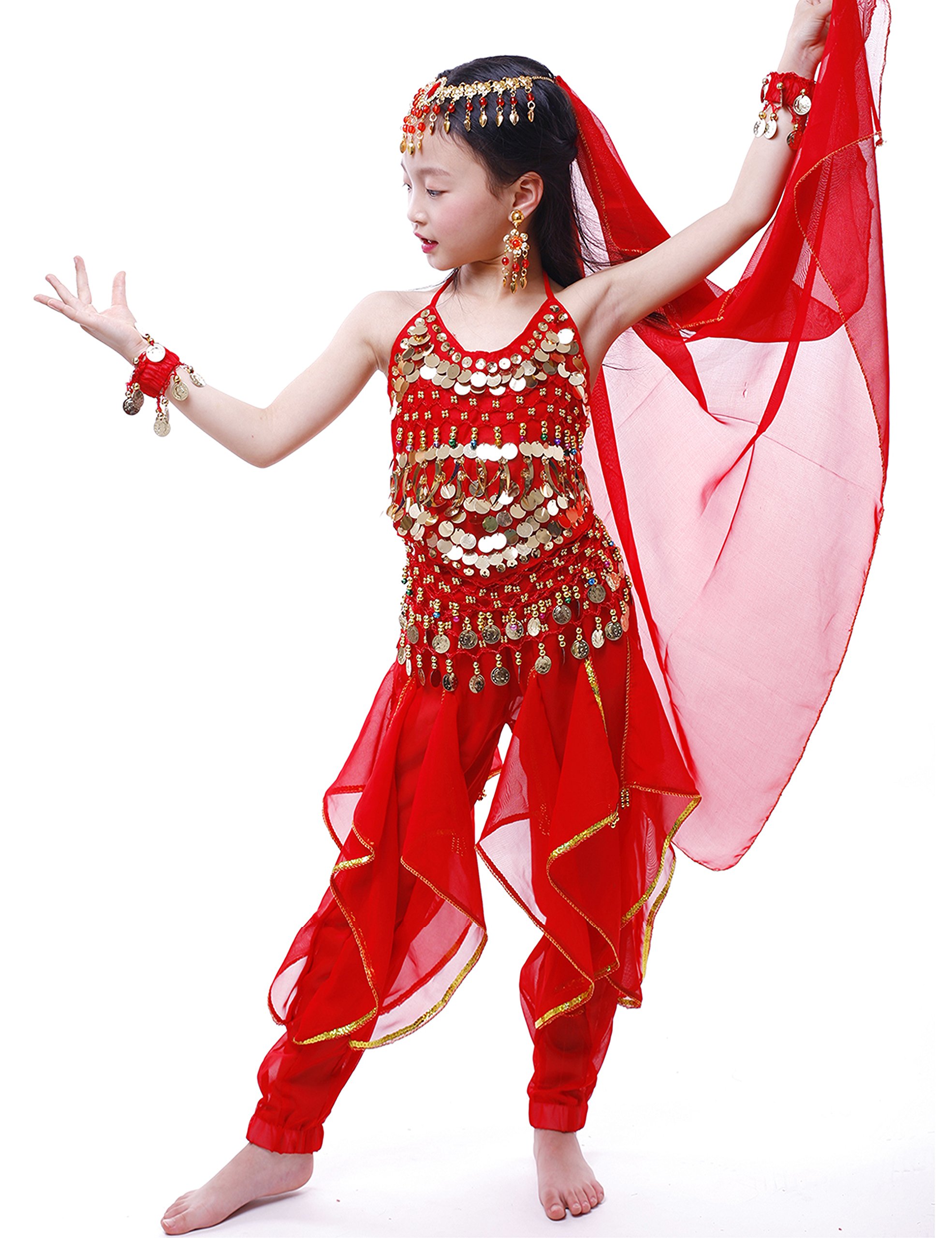 Astage Girls Genie Costume - Indian Belly Dance Arabian Princess Outfit for Halloween, Cosplay & Dress-Up Parties | Perfect for Kids, Teens & Adults