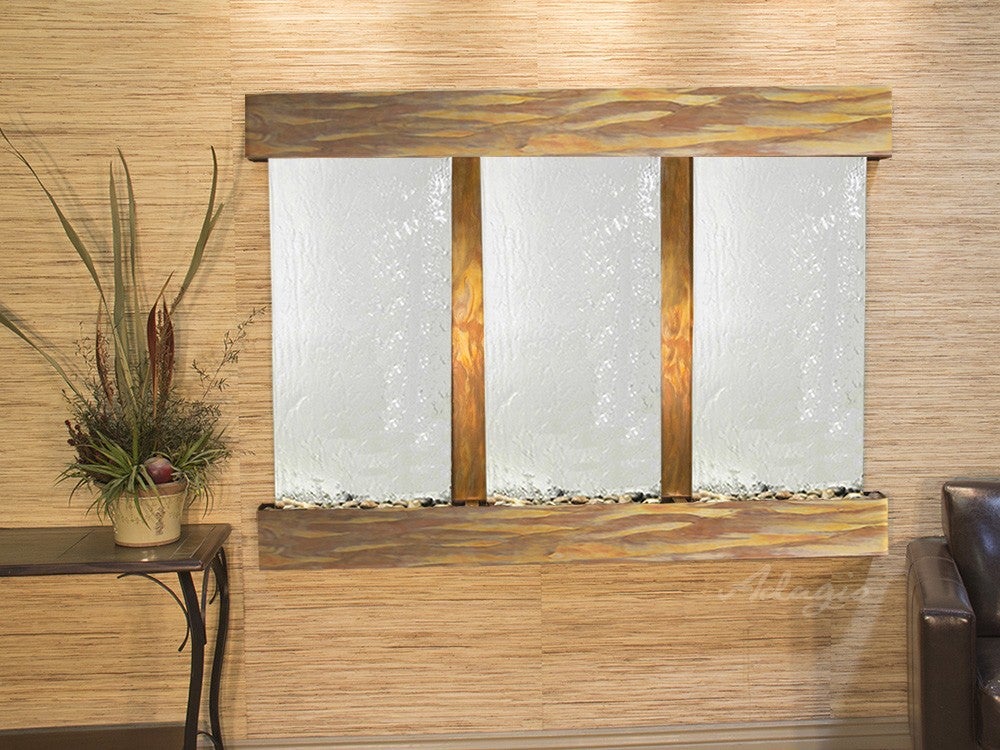 Adagio Olympus Falls Square Rustic Copper Silver Mirror OFS1040 - Vintage Home Decor for Living Room, Bedroom & Entryway