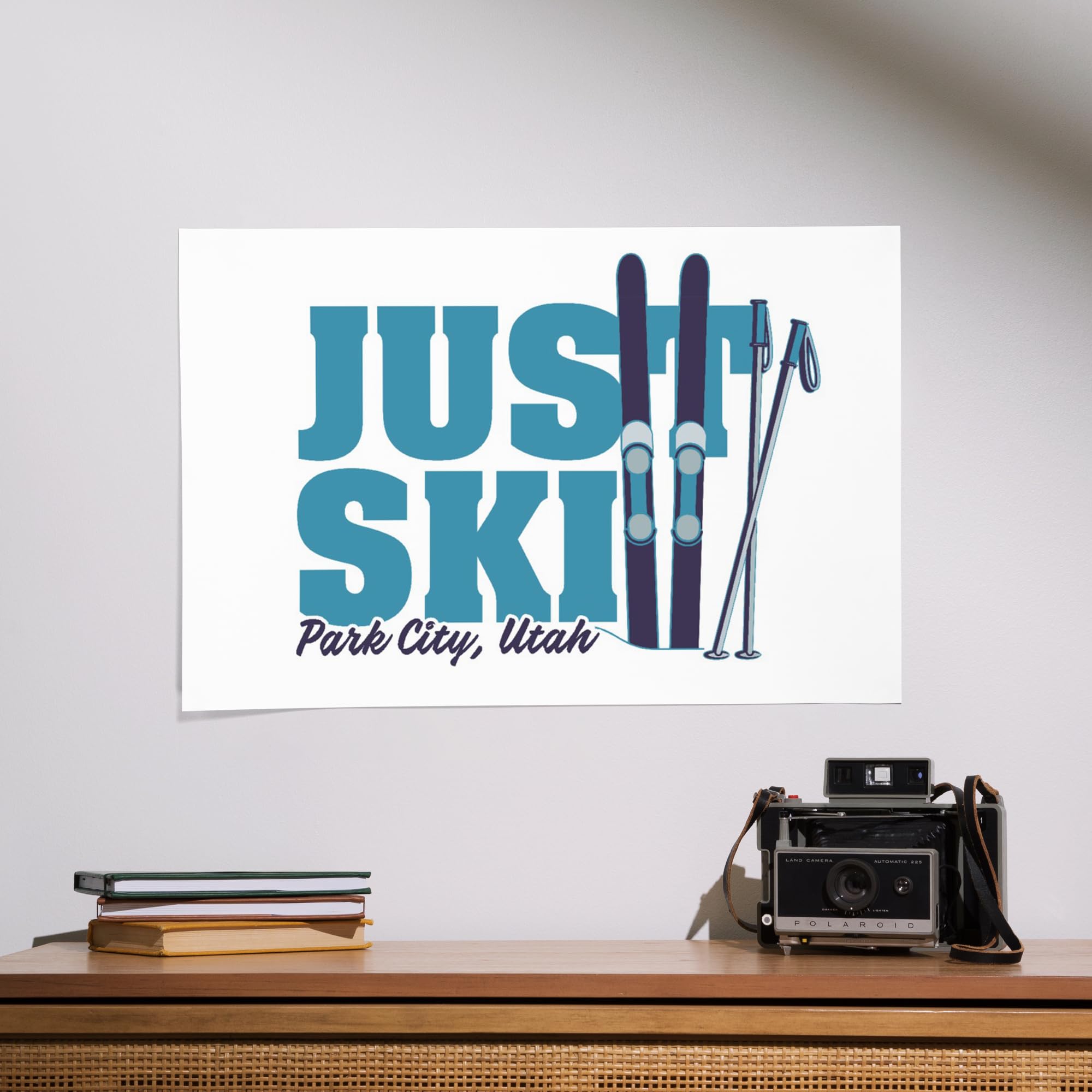 Lantern Press 16x24 Inch Giclee Print - Park City Utah Ski Artwork with Ski Boards & Poles | Perfect for Ski Lodge Decor, Mountain Cabin Wall Art & Winter Sports Enthusiast Gifts