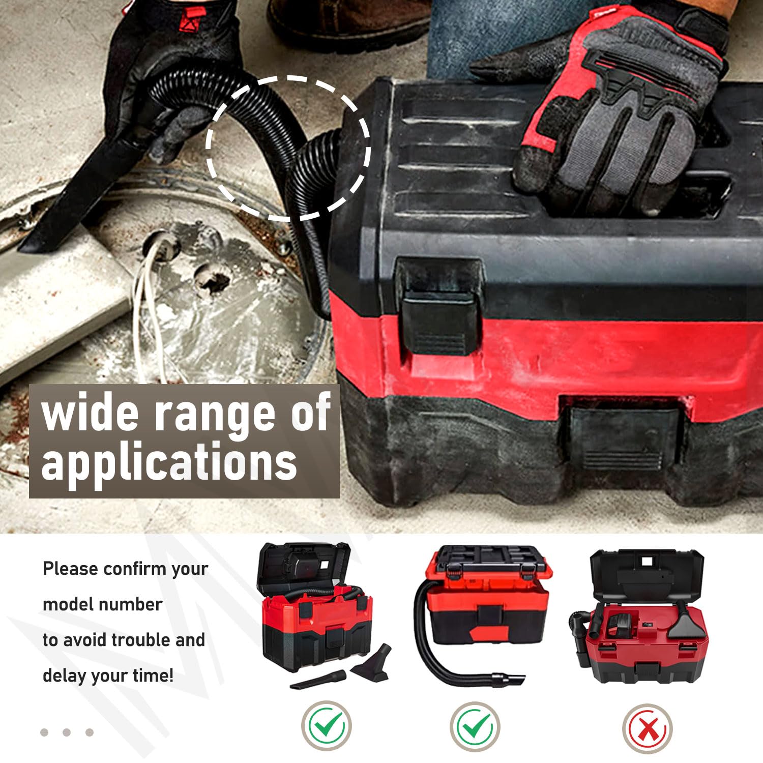 Milwaukee M18 Vacuum Hose Replacement - Compatible with Models 0970-20, 0880-20 & 0780-20 | 18V/28V Wet/Dry Vacuum Hose Assembly with Internal Storage | Perfect for Construction Sites, Workshops & Home Cleaning