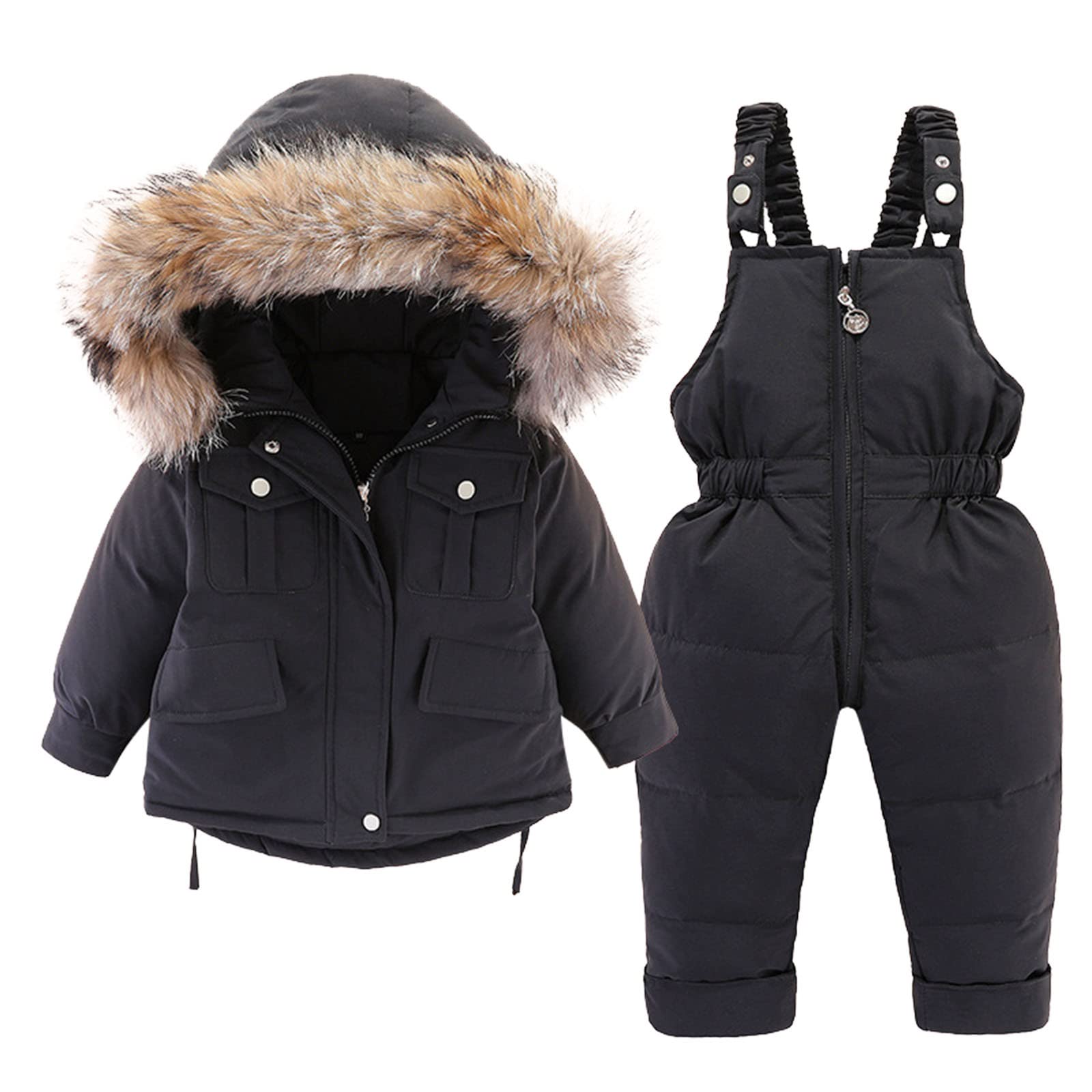 Baby Winter Snowsuit for Girls & Boys - Thick Warm Hooded Down Coat Jumpsuit Set - Waterproof Snowsuit for Outdoor Play, Skiing & Winter Adventures
