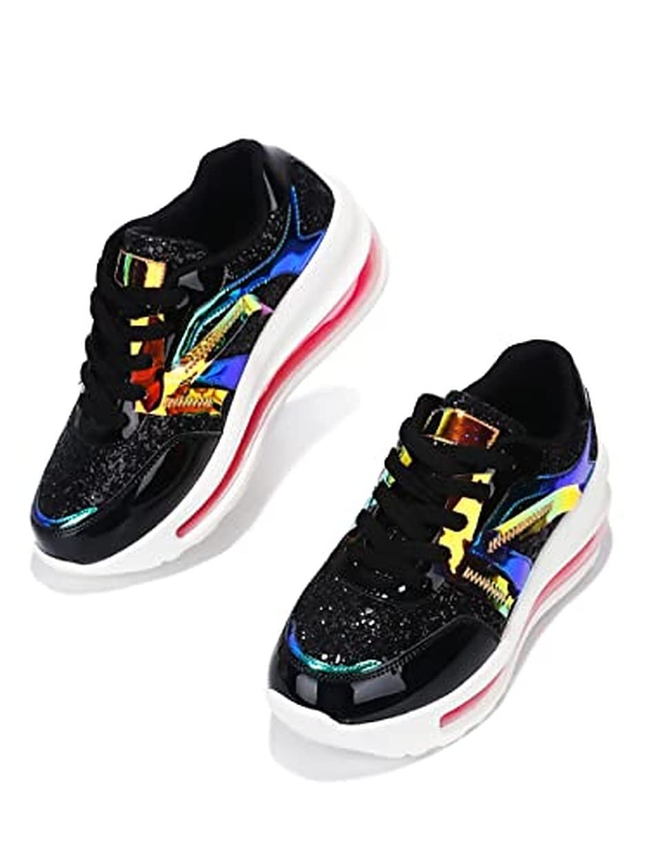 Women's Fashion Light Chaser Holographic Sneakers - Trendy Reflective Running Shoes for Women, Comfortable Walking Shoes for Casual Outfits & Night Jogging