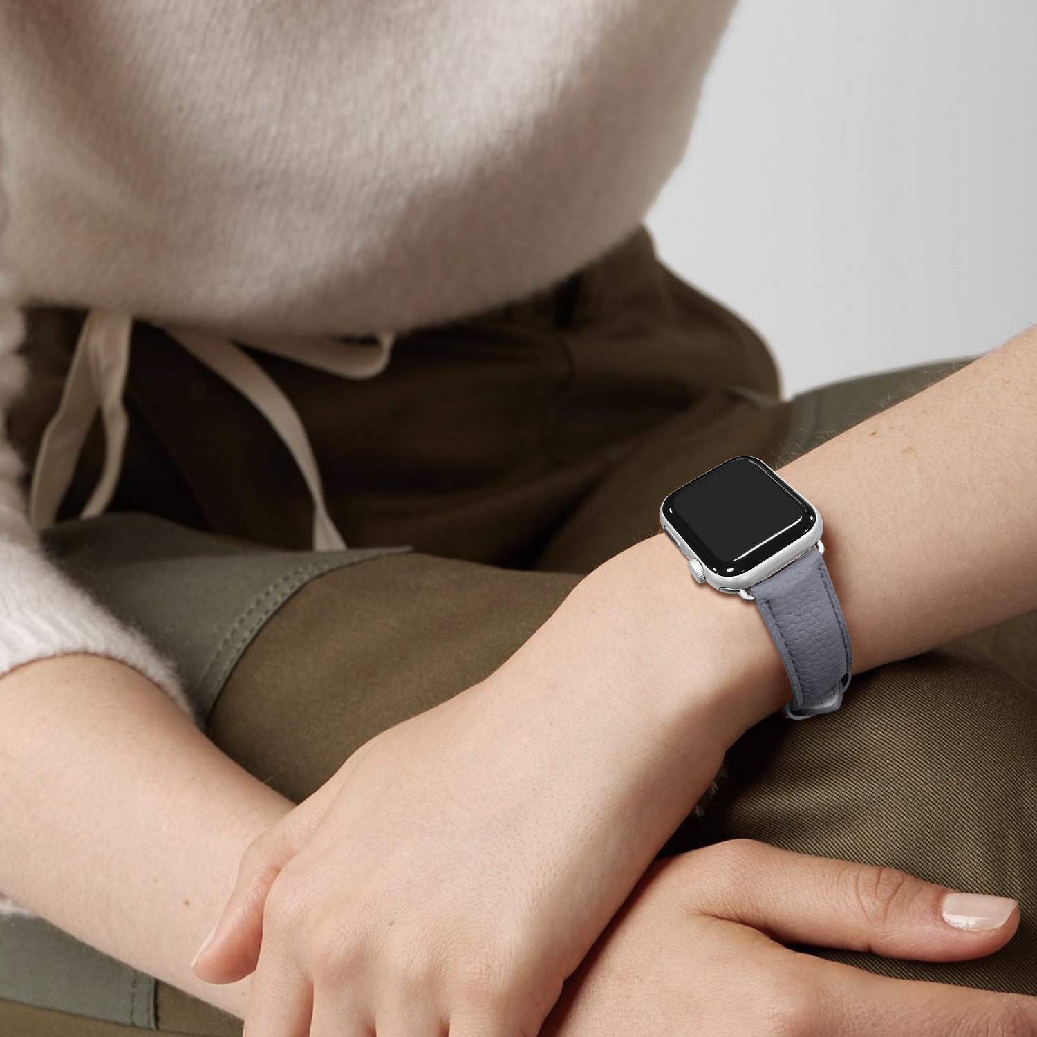 Premium Fullmosa Leather Bands for Apple Watch 38mm 40mm 41mm 42mm 44mm 45mm 49mm - Stylish Dressy iWatch Strap with Protective Case Compatible with Series 9/8/7/6/5/4/3/2/1/SE/Ultra - Perfect for Women's Fashion, Business Meetings & Everyday Wear