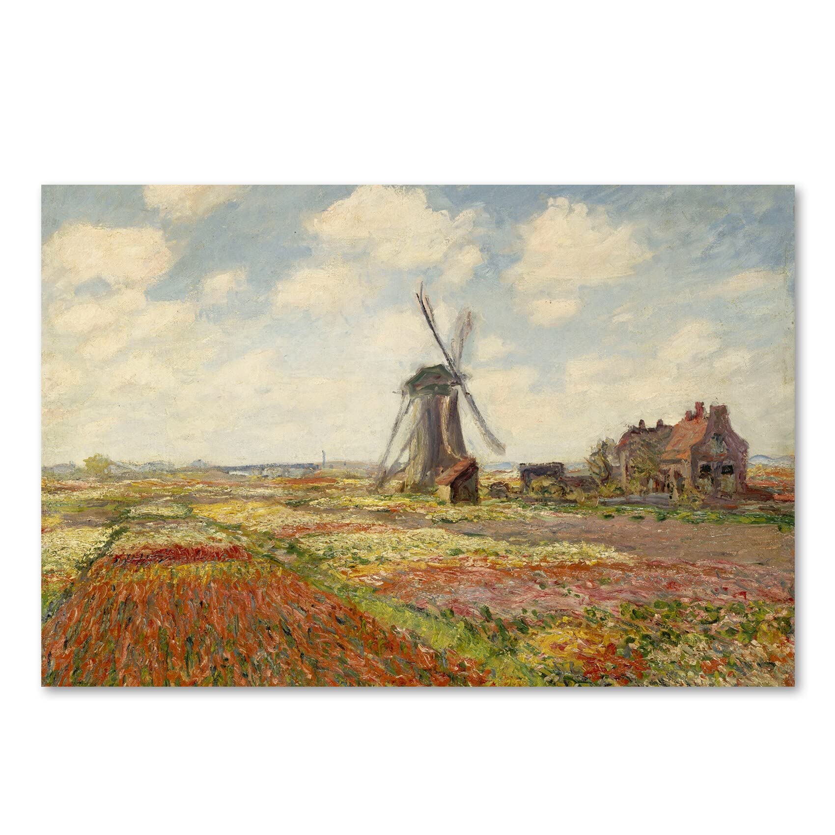 Claude Monet Field of Tulips in Holland 1886 Impressionist Canvas Wall Art - 12x18 Inches Unframed Modern Art Replica for Living Room, Bedroom & Office Decor | Home & Office Wall Decor