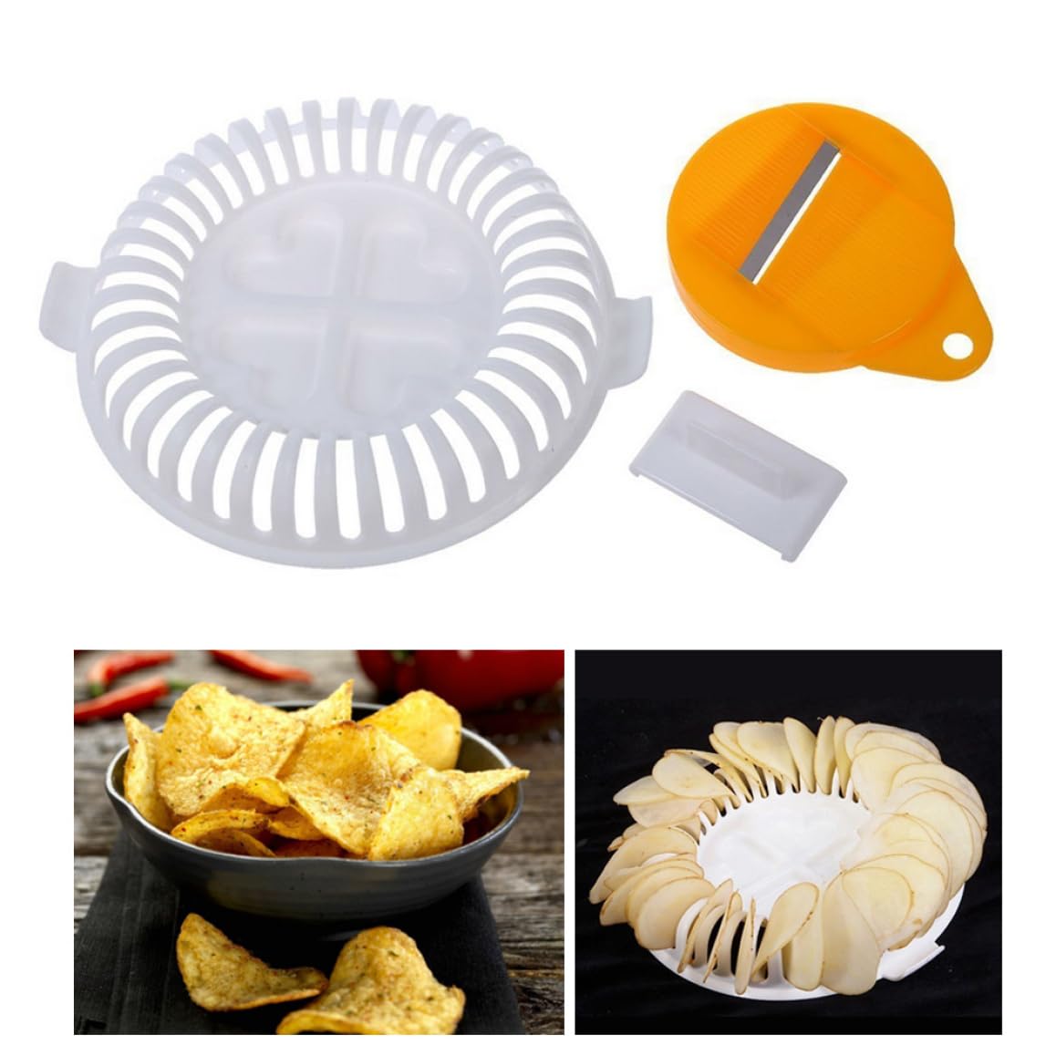 1 Set Creative Potato Chip Maker with Rack - Multi-Use Potato Baking Tray for DIY Baked Potato Chips - Perfect for Healthy Snacks, Parties & Family Cooking