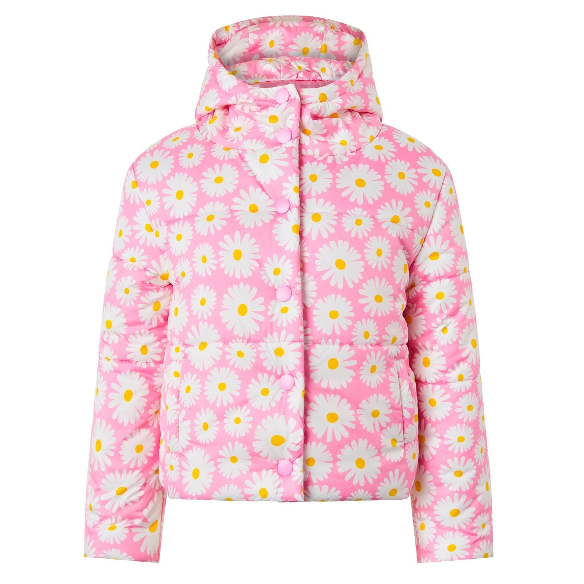 Women's Daisy Print Puffer Jacket - Lightweight Warm Winter Coat for Outdoor Activities, Hiking & Casual Wear