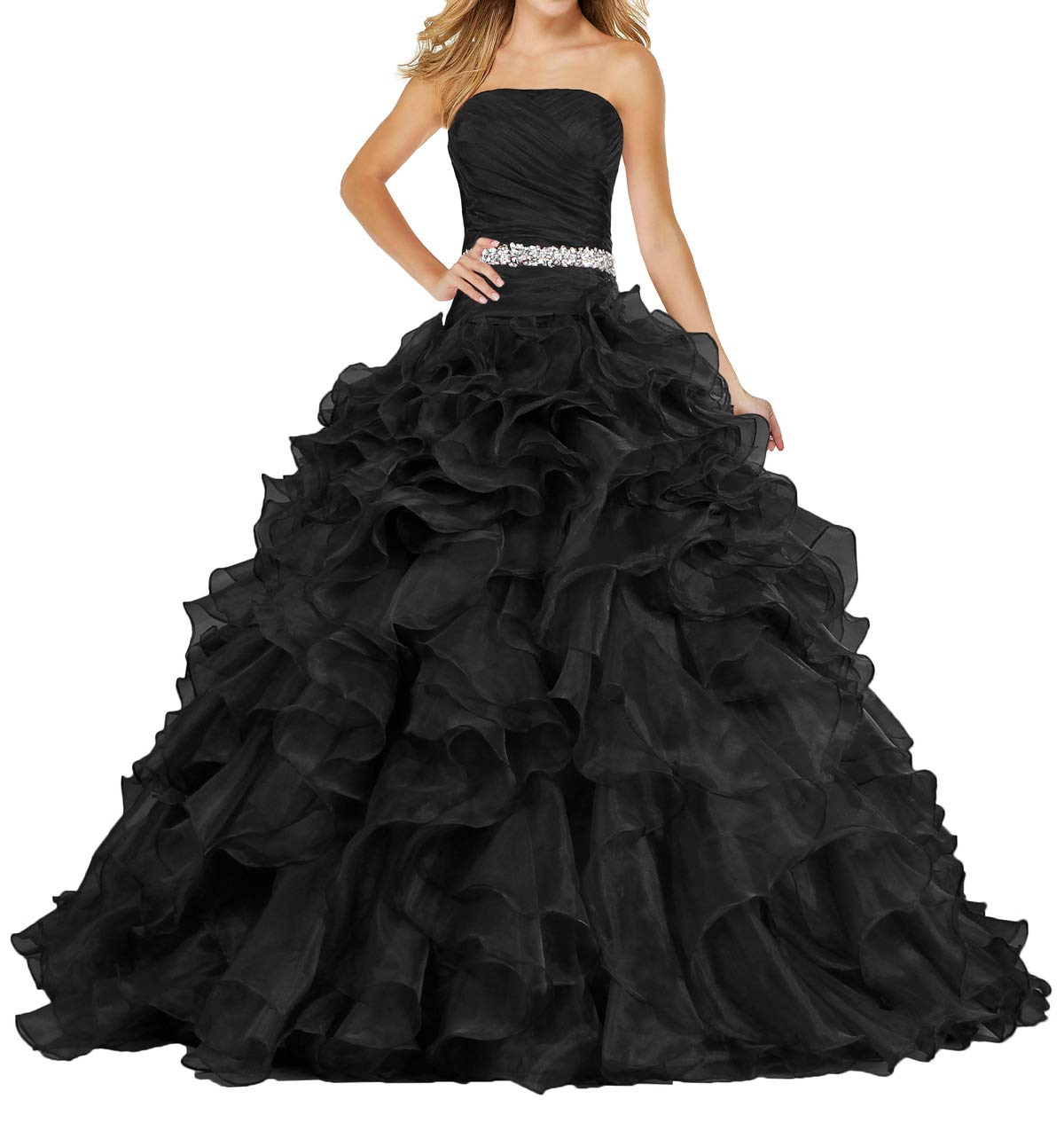 Elegant ANTS Women's Ball Gown Quinceanera Dress with Ruffles - Perfect for Prom, Sweet 16, and Formal Occasions