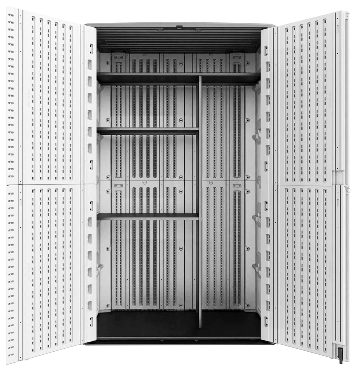 66 Cu.ft Vertical Outdoor Storage Shed - Waterproof Polyethylene Resin Garden Shed with Floor for Garage, Pool Equipment, Bikes & Yard Tools | Perfect for Backyard, Patio & Home Organization