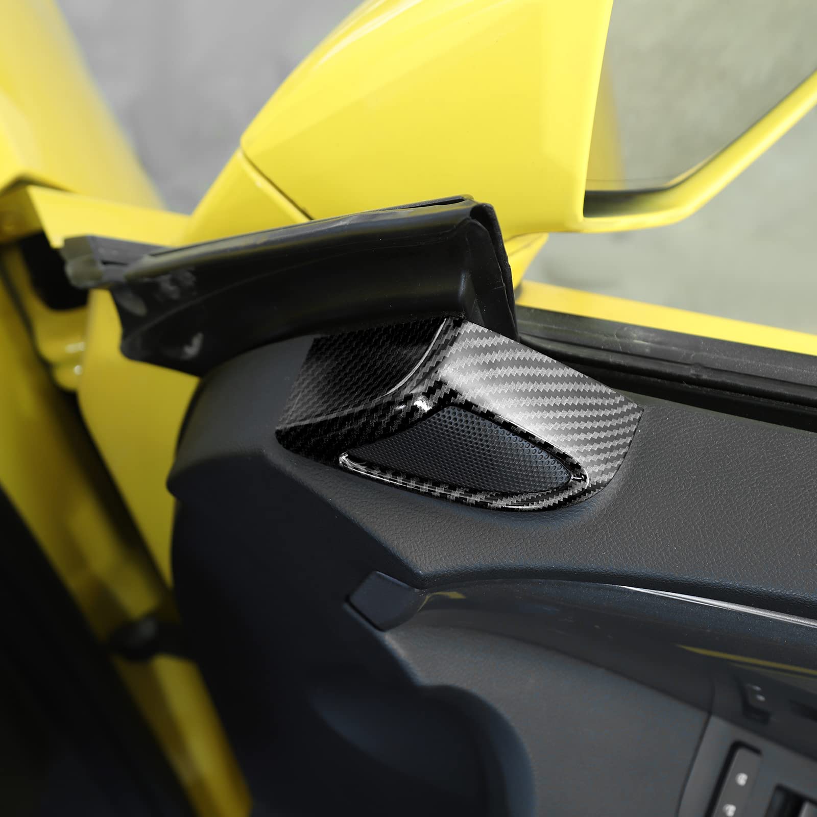 RT-TCZ A Pillar Speaker Trim Cover Sticker | Carbon Fiber Grain Interior Decoration Accessories for 2010-2015 Chevrolet Camaro | Upgrade Car Aesthetics & Protect Speaker Area