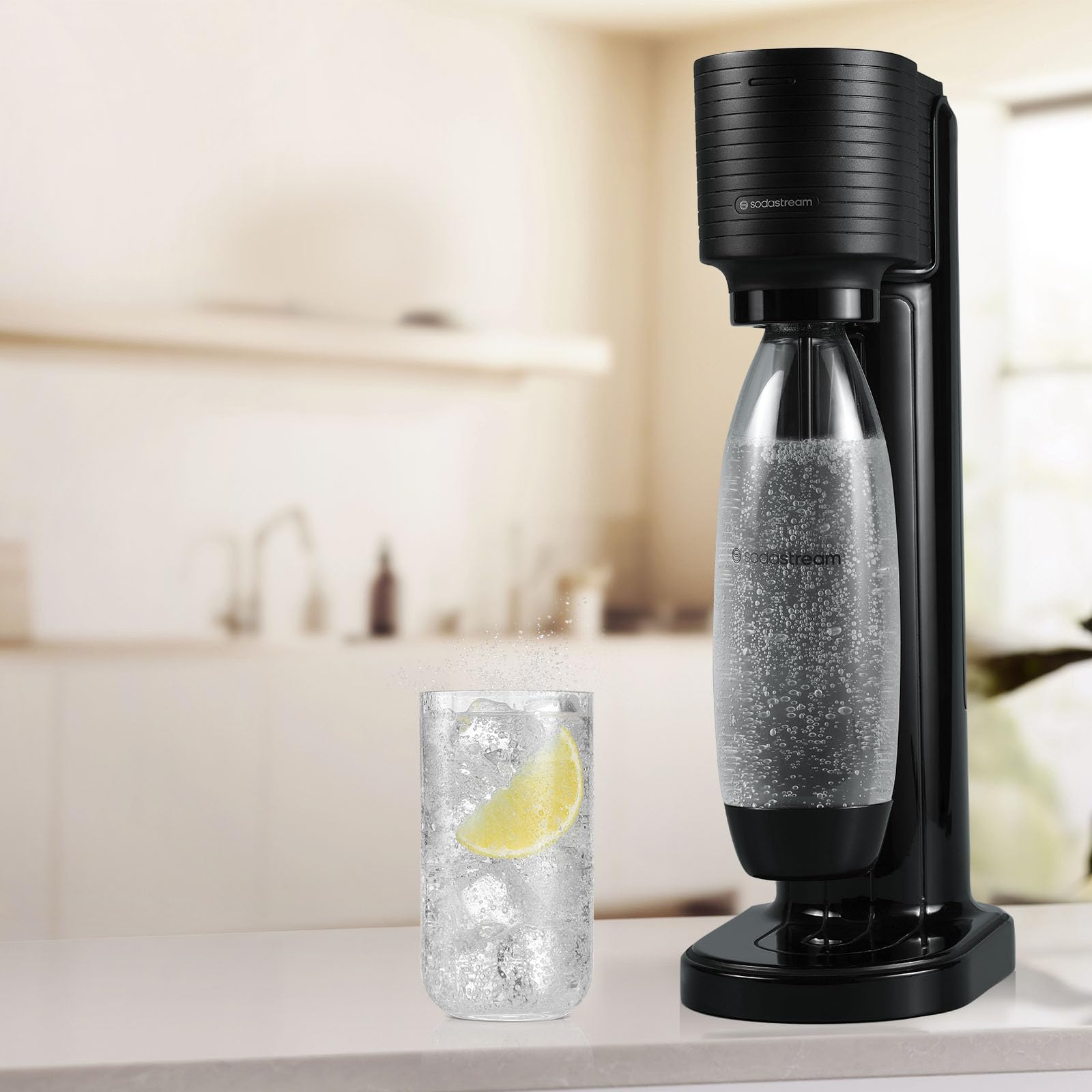 SodaStream Gaia Sparkling Water Maker Machine - Black | Make Carbonated Drinks at Home | Perfect for Parties, Kitchen & Office Use
