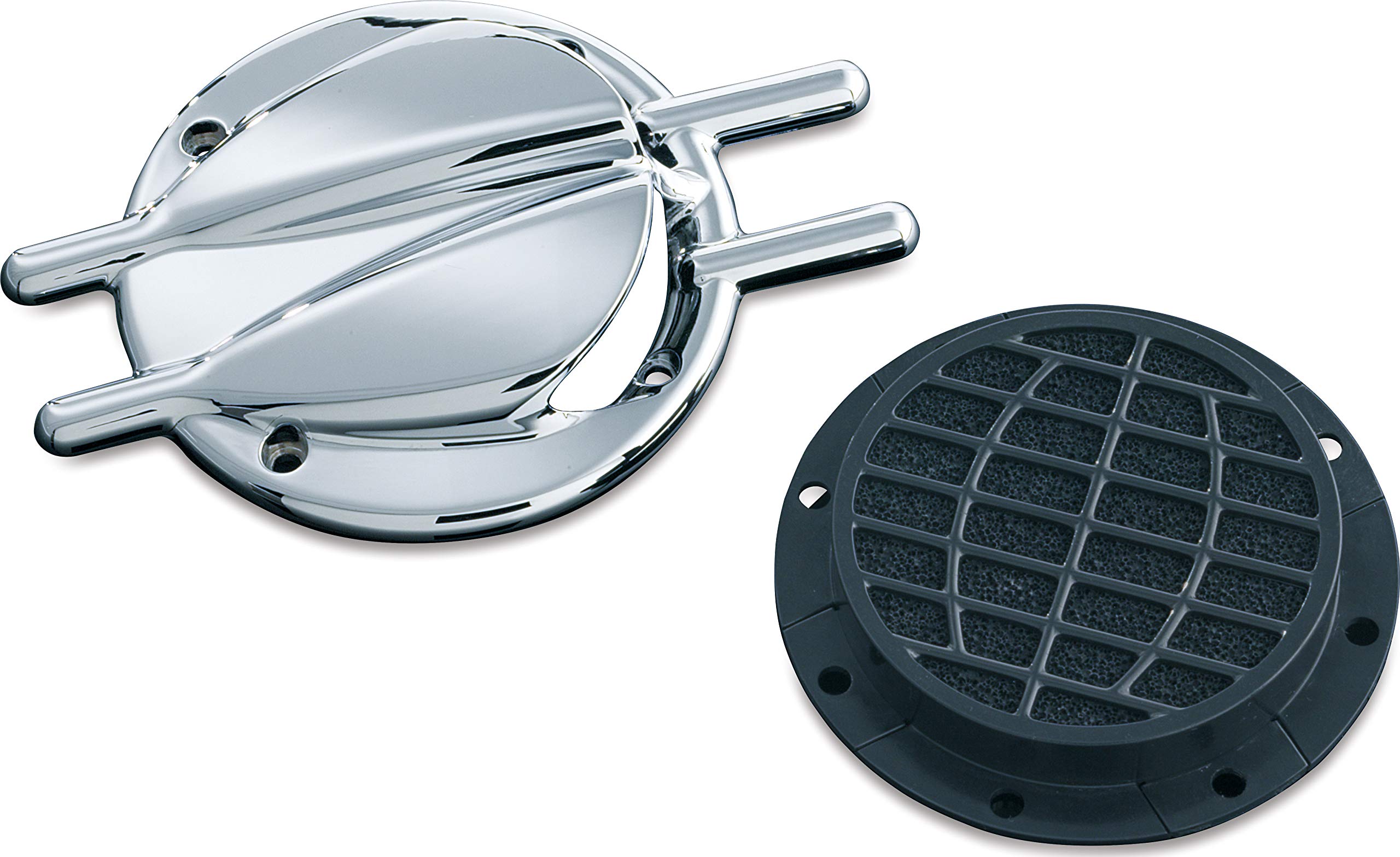 Kuryakyn 8498 Chrome Stinger Vented Trap Door Air Filter for Standard Hypercharger Motorcycle Air Cleaners - Replacement Part for Harley Davidson & Cruiser Bikes - Perfect for Performance Upgrades & Custom Builds