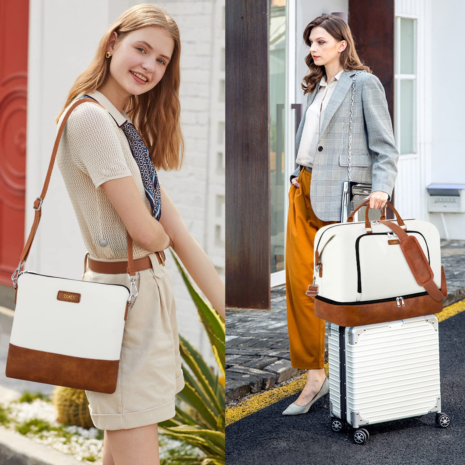 Stylish Women's Travel Weekender Bag with Shoe Compartment - 21