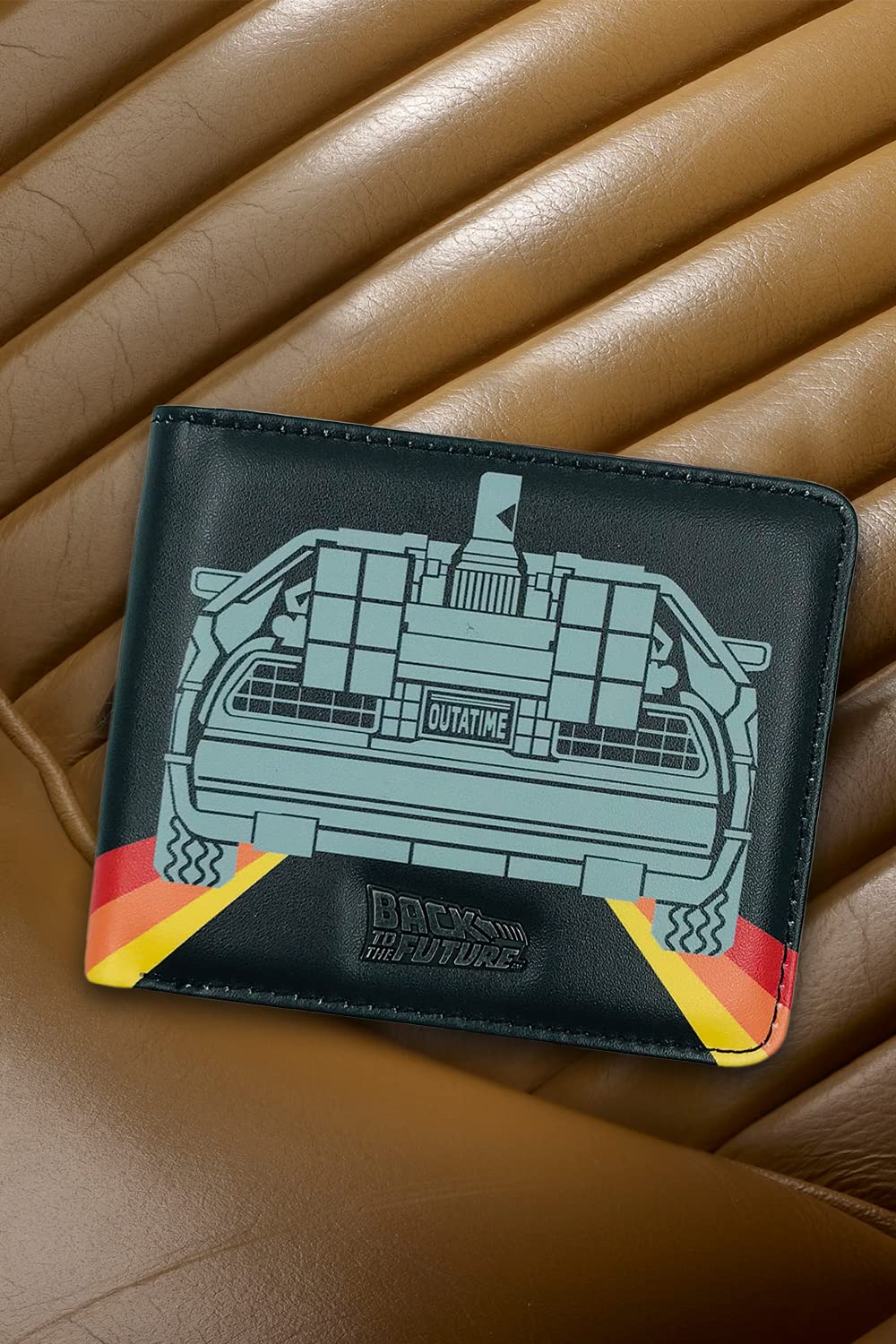 BB Designs Back to The Future Delorean 85 Wallet - Retro Grey Leather Bifold Wallet for Men, Gift for Movie Fans & Collectors (Perfect for Daily Use, Travel & Special Occasions)