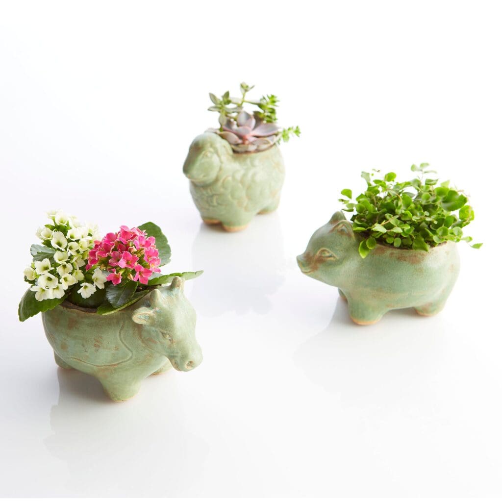 Cyan Design 08763 Lala Lamb Planter - Green Glaze Ceramic Flower Pot for Succulents, Small Plants | Perfect for Home Decor, Office Desk, Garden & Gift Giving