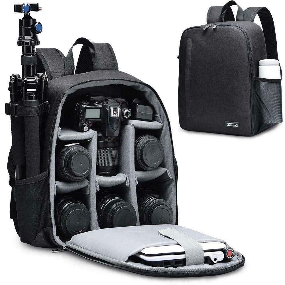 **CADeN DSLR SLR Camera Backpack - Water-Repellent Photography Bag for Mirrorless Cameras, Nikon, Canon, Sony Lenses & Tripod Accessories - Compact & Durable for Travel, Hiking & Outdoor Shooting (Black, Small)**