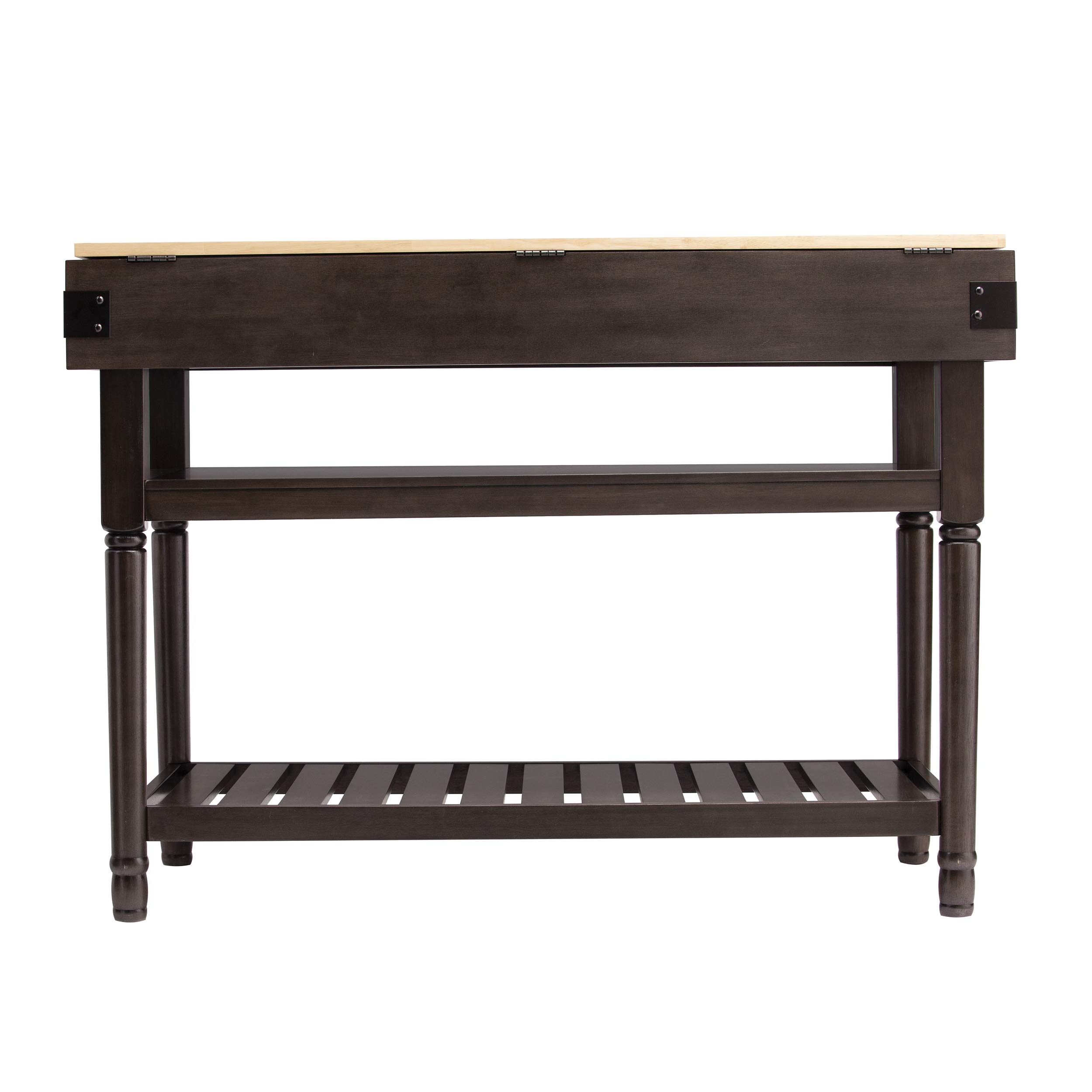 SEI Furniture Waysmere Kitchen Island with Storage - Smoked Ash Finish, Natural Wood Countertop - Perfect for Small Kitchens, Breakfast Bars & Extra Counter Space
