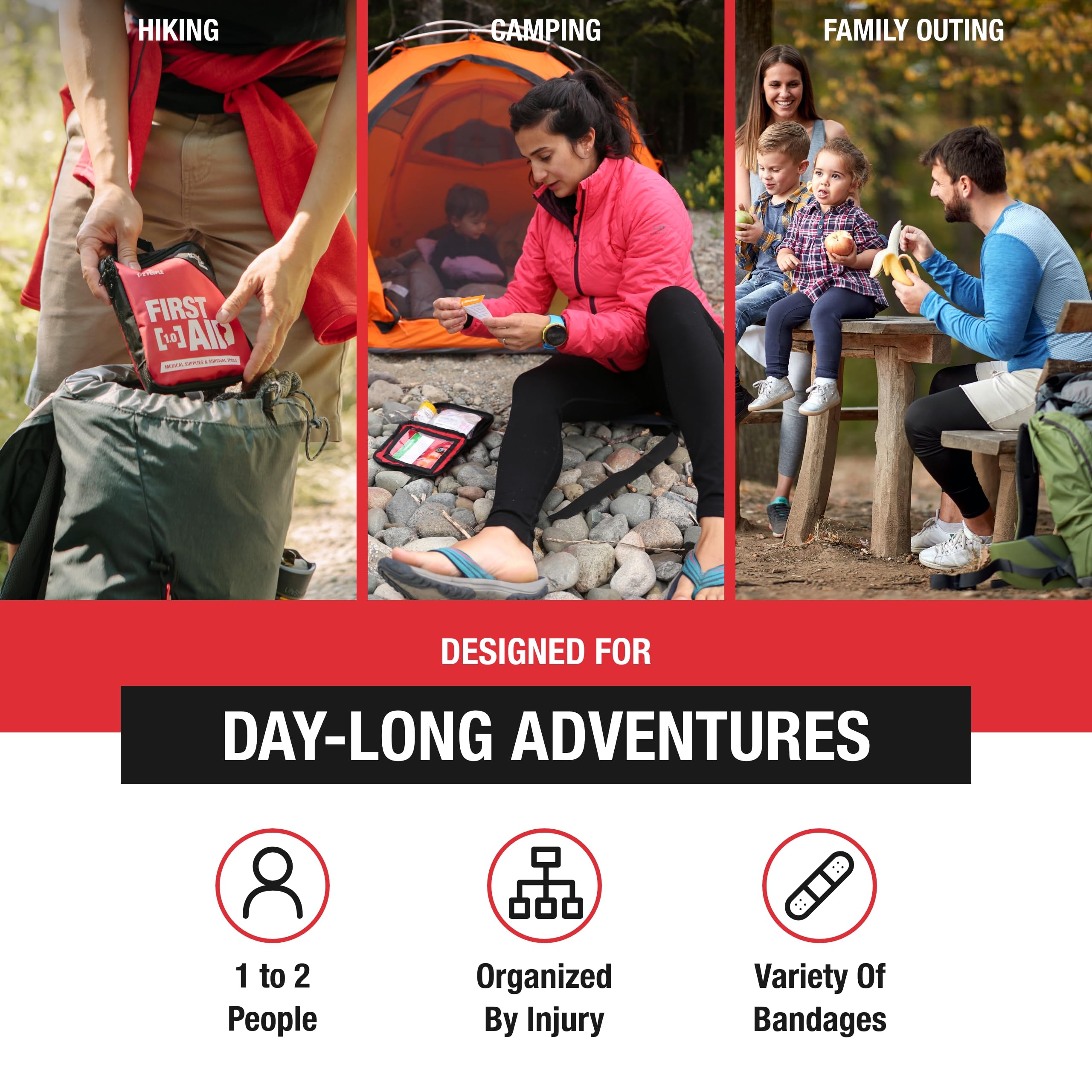 Adventure Medical Kits 1.0 - Compact First Aid Kit for Hiking, Camping & Outdoor Emergencies | Essential Safety Gear for Travel & Backpacking