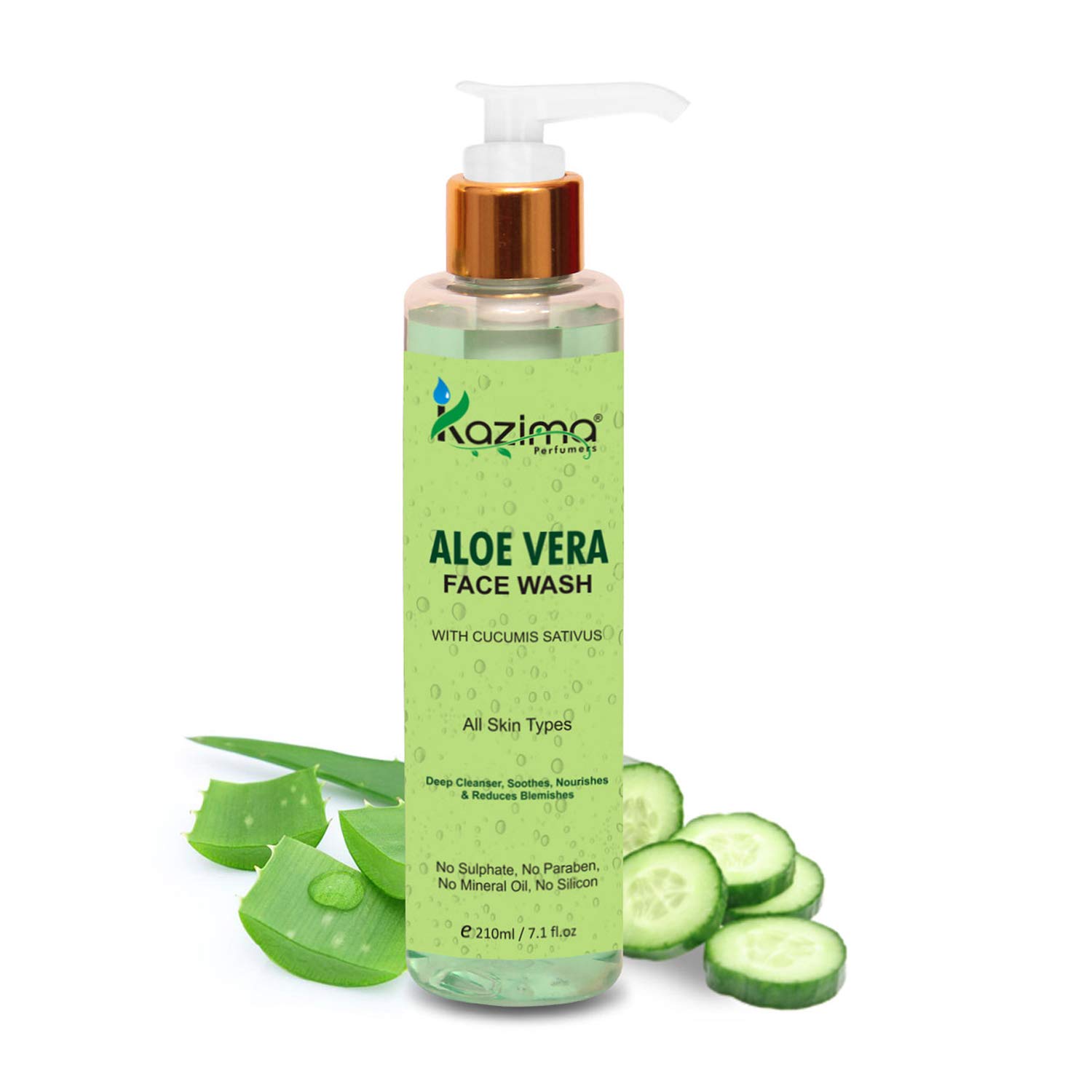 KAZIMA Aloe Vera Face Wash 200ML - Deep Cleansing, Soothing & Nourishing Facial Cleanser for Acne, Blemishes & Sensitive Skin | Gentle Daily Face Wash for Men & Women | Perfect for Morning & Night Skincare Routine