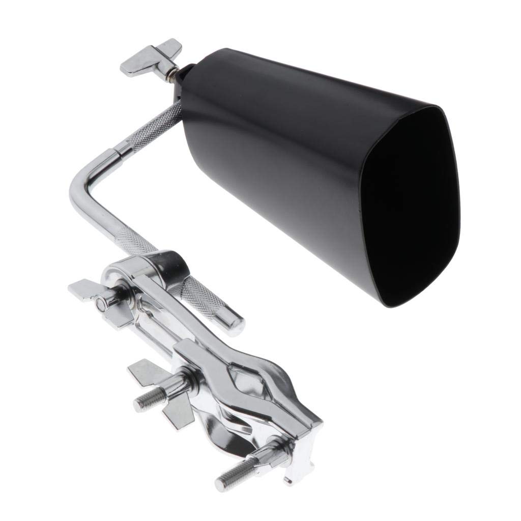 Premium Black Cowbell with Mount Bracket - Loud Percussion Instrument for Drum Sets, Bands & Live Performances - Perfect for Latin Music, Rock Concerts & Studio Recordings