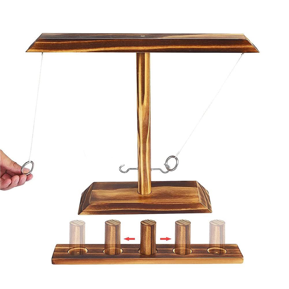 Premium Wooden Ring Toss Game Set for Adults - Tabletop Hook & Ring Toss with Drinking Shot Ladder - Fun Party Games for Backyard, Bar, Camping & Indoor Entertainment