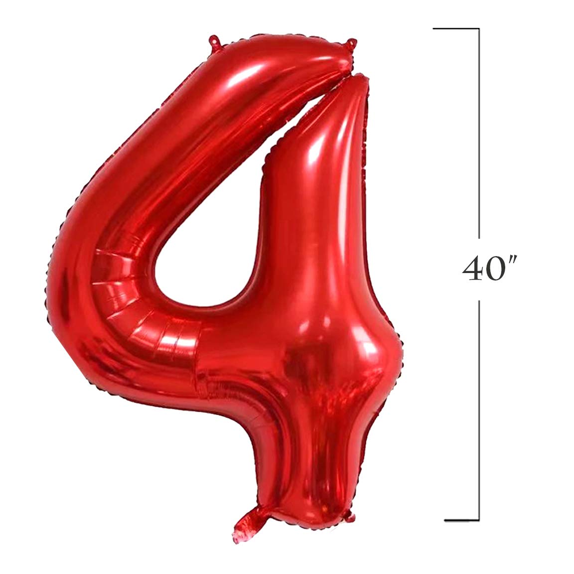 40 Inch Red Jumbo Digital 4 Foil Mylar Balloons - Giant Number Balloons for Birthday Parties, Weddings, Bridal Showers, Anniversaries & Photo Shoots - Perfect for Event Decorations, Backdrops and Celebration Displays