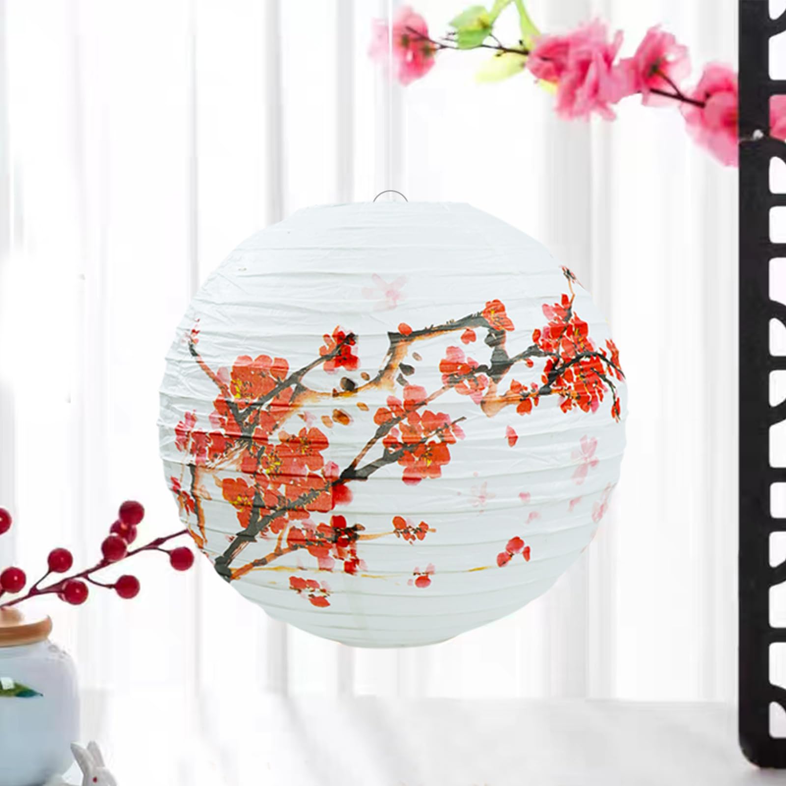 12 Inch White Chinese Paper Lanterns - 6 Pack Hanging Decor for Dragon Boat Festival, Chinese New Year, Weddings & Home Party Decorations