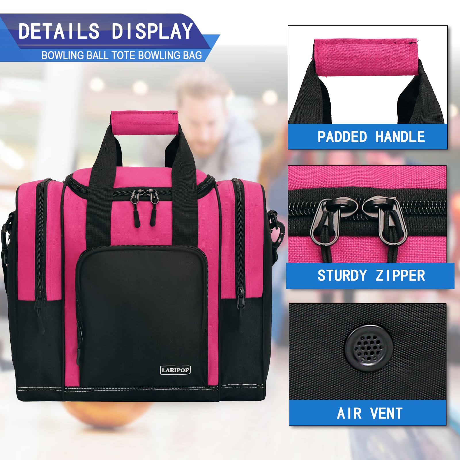 2022 Premium Single Bowling Ball Bag with Padded Holder - Fits Men's Size 14 Shoes & Accessories | Durable Tote for League Play & Practice Sessions