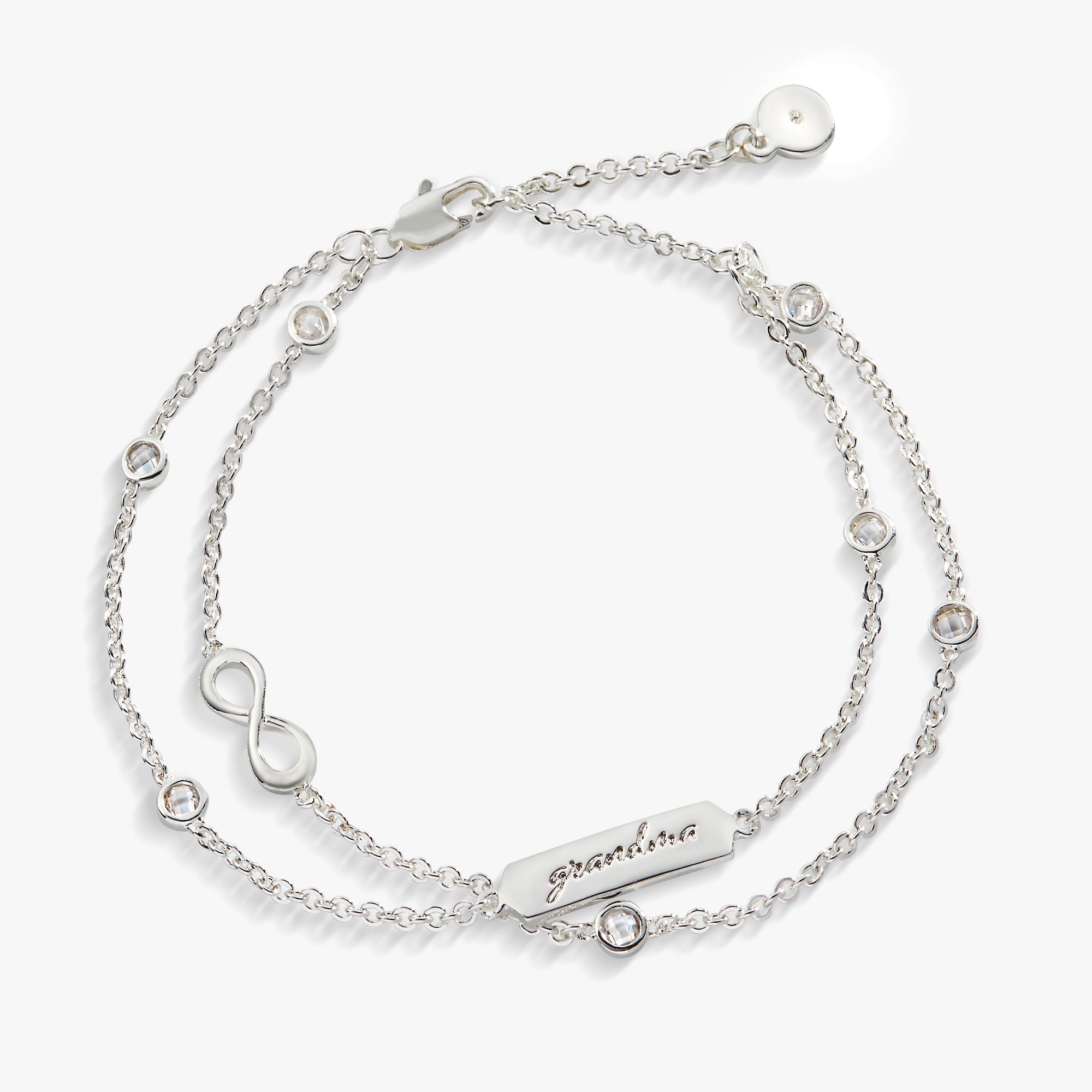 Grandma Infinity Chain Bracelet - Adjustable Sterling Silver Jewelry for Women | Perfect Gift for Mother's Day, Anniversary & Special Occasions