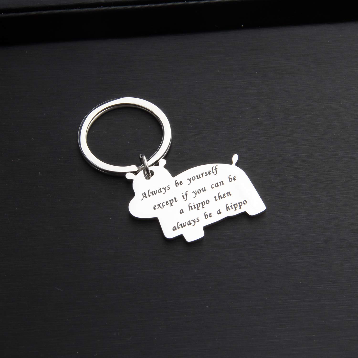 Unique Hippo Keychain - Inspirational Gift for Son, Encouragement Jewelry with 'Always Be Yourself' Message - Perfect for Graduation, Birthday & Daily Motivation