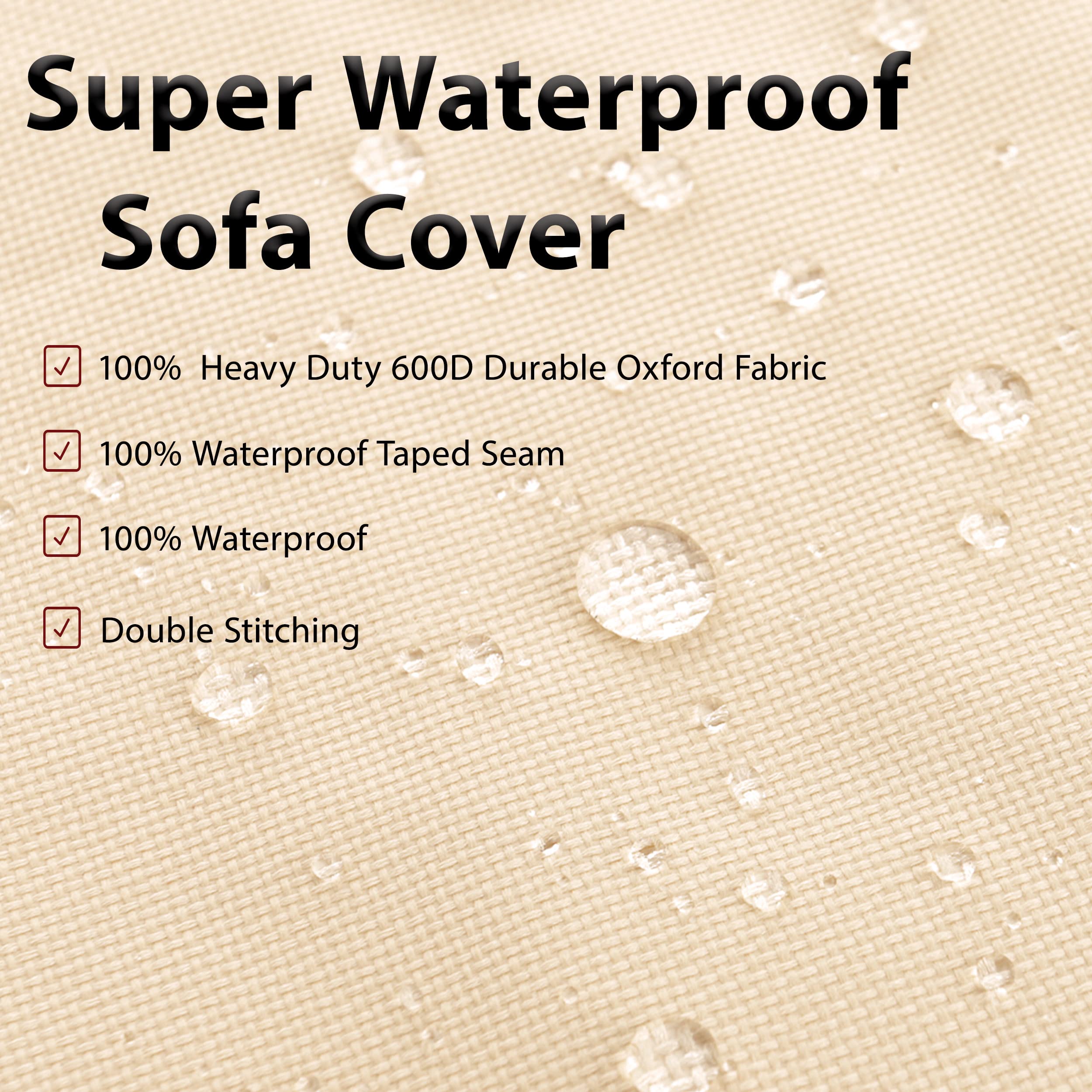 Waterproof 600D Heavy Duty L-Shaped Outdoor Sectional Sofa Cover - Rip-Stop Anti-UV Patio Furniture Protector with 3 Air Vents (120
