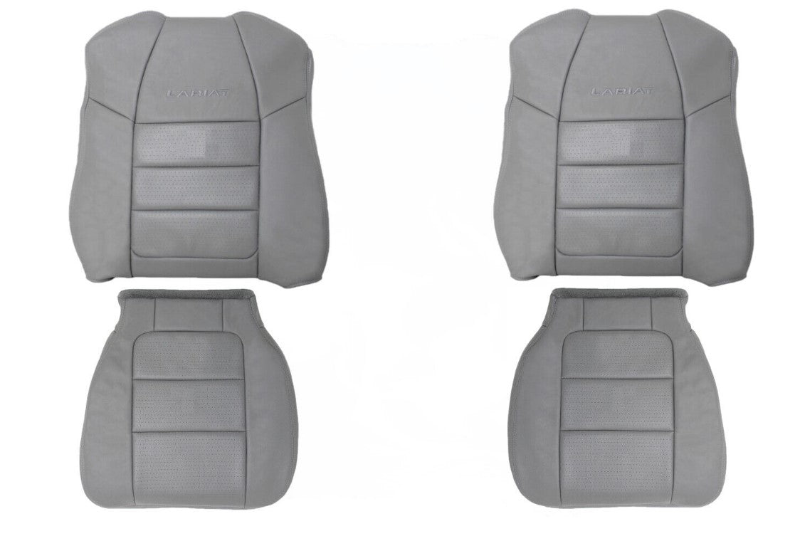 2001-2007 Ford F350/F250 Lariat Extended Cab Gray Perforated Leather Seat Cover - Perfect for Truck Upgrades & Road Trips