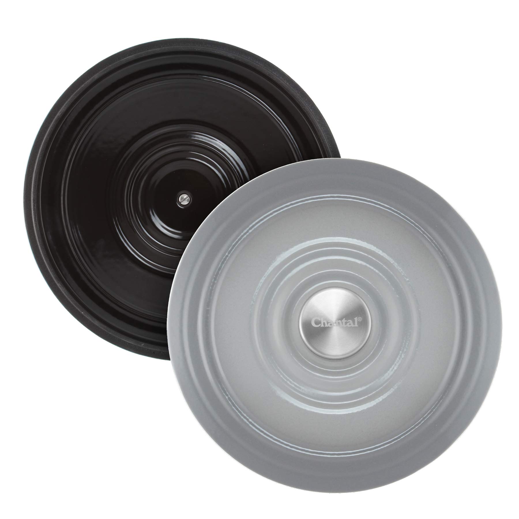 Premium Chantal 7 Quart Enameled Cast Iron Dutch Oven - US Formulated Fade Grey Enamel for Baking, Braising & Slow Cooking