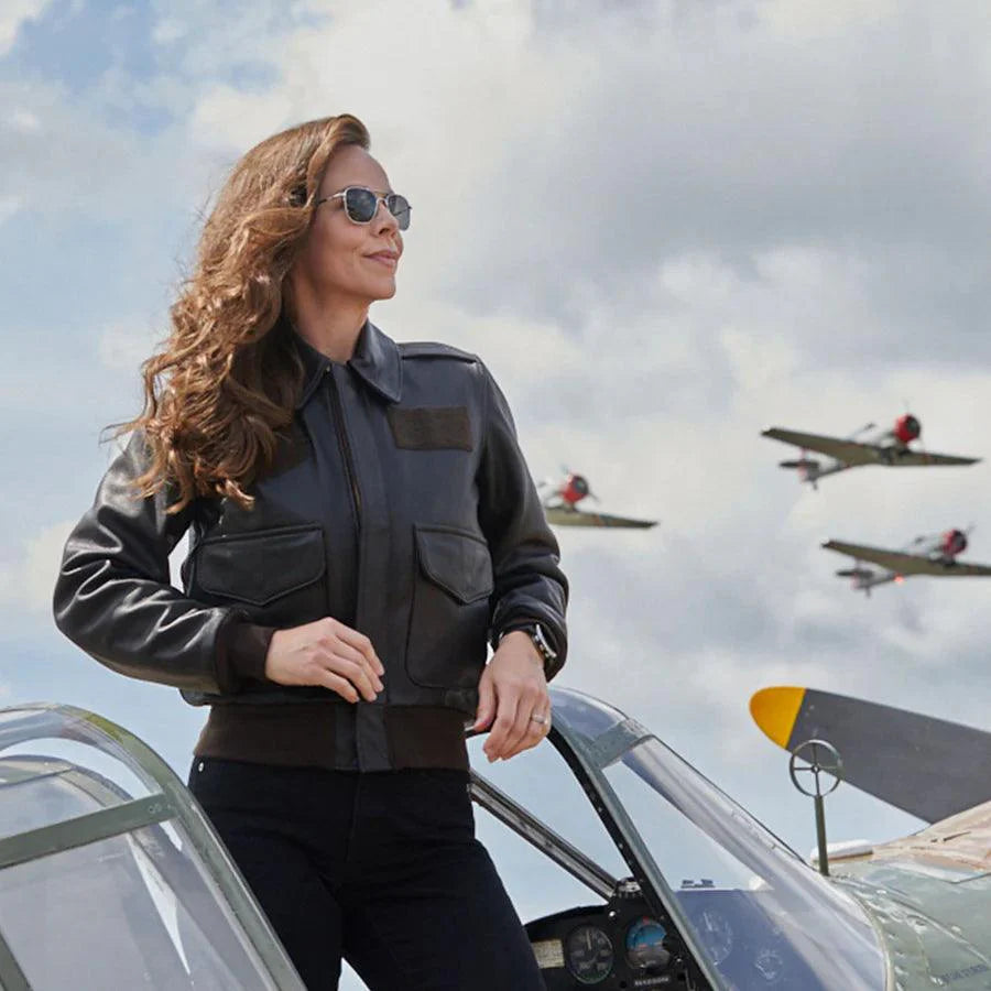 Cockpit USA Women's U.S.A.F. 21st Century A-2 Bomber Jacket with Velcro Closure - Stylish Military Flight Jacket for Aviation Enthusiasts & Outdoor Adventures