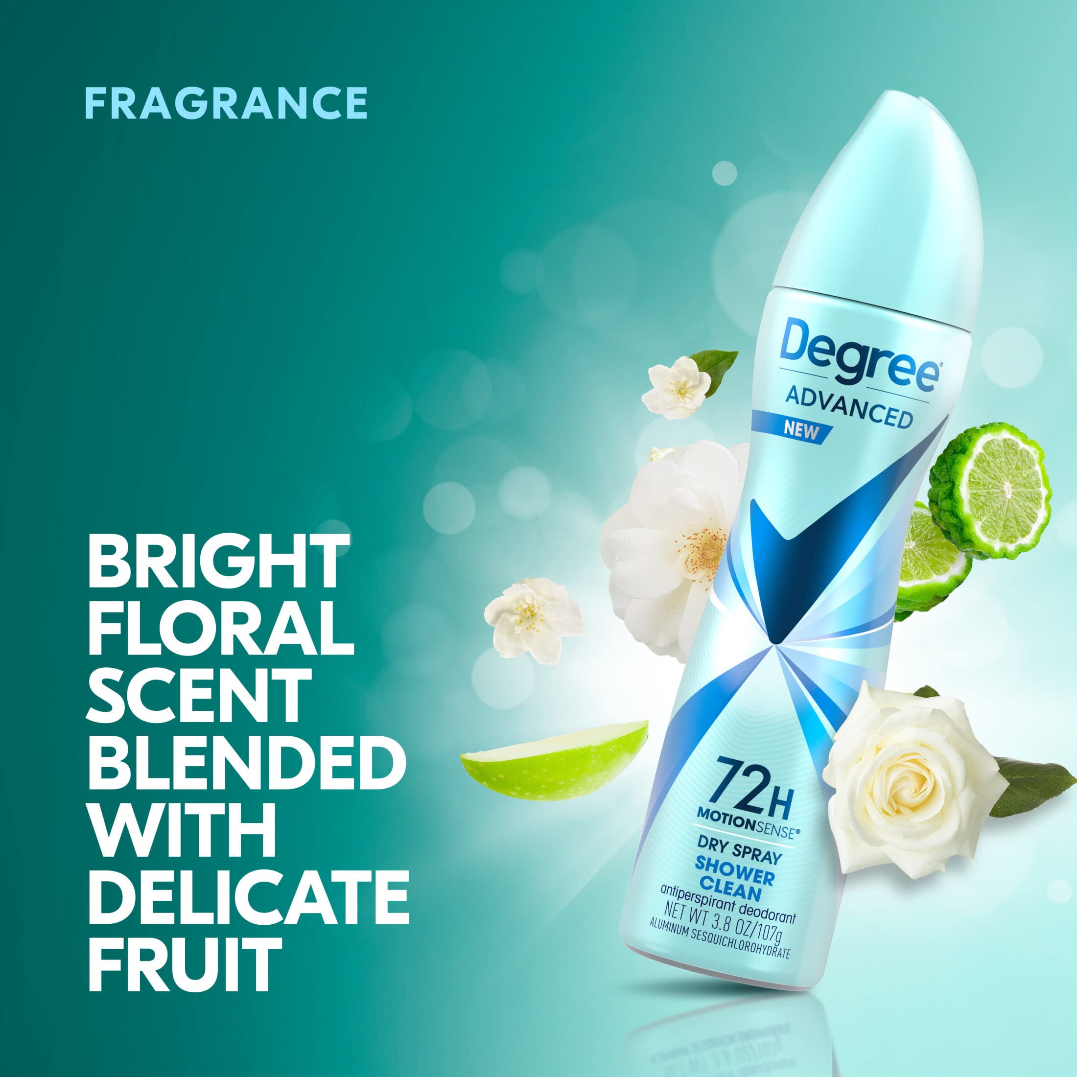 Degree Women's Dry Spray Deodorant, Shower Clean Scent, 3.8 oz (113ml) - 2 Pack | Long-Lasting Odor Protection for Active Women | Gym, Work & Everyday Freshness