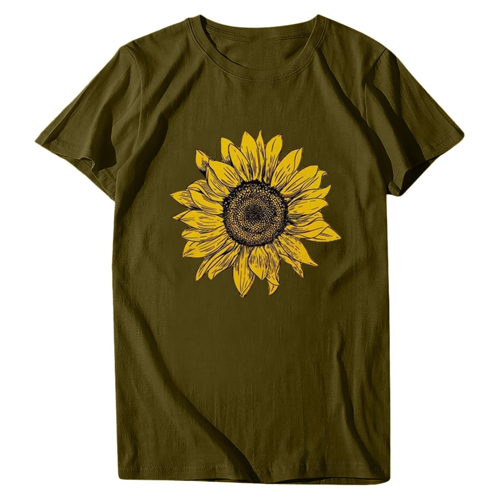 YUTANRAL Women's Summer Tops 2024 - Trendy Short Sleeve Crewneck Floral Printed Graphic Tees for Casual Wear & Vacation Outfits | Perfect for Beach Trips, Date Nights & Summer Parties