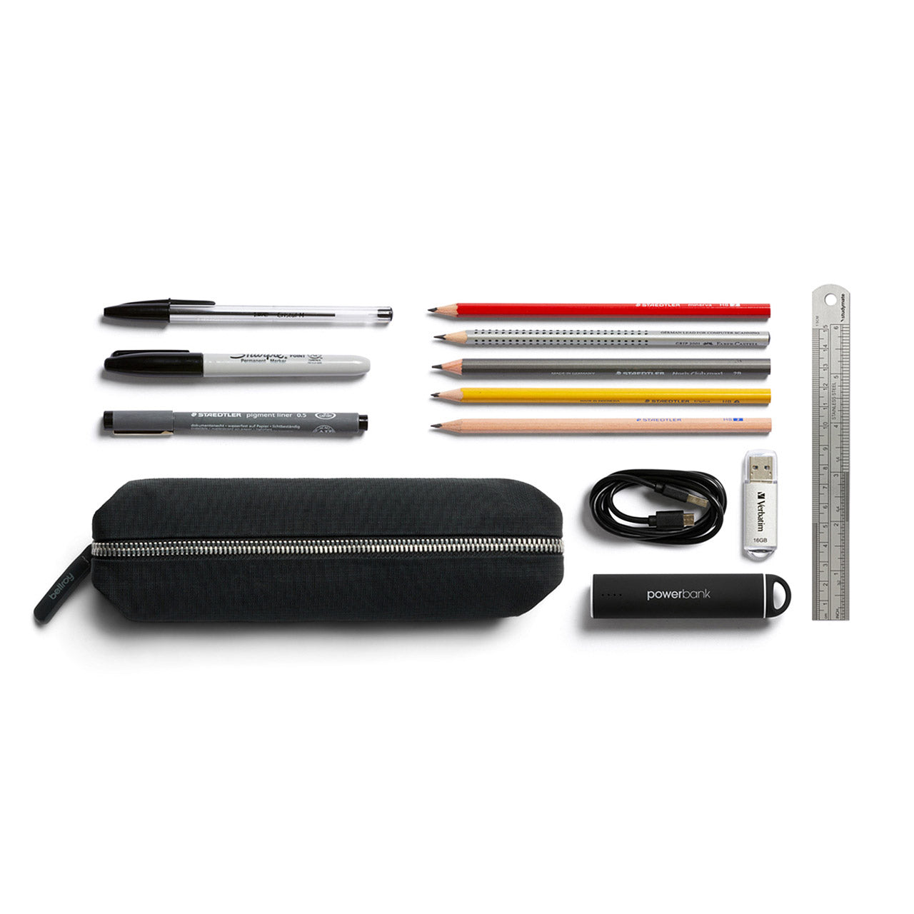 Bellroy Premium Leather Pencil Case - Slim & Durable School & Office Organizer for Pens, Pencils & Stationery - Perfect for Students, Professionals & Artists