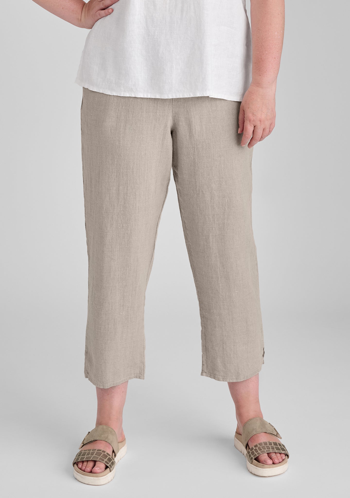Breathable Linen Ankle Pants with Pockets - Women's High-Waisted Comfortable Work Pants for Office, Travel & Summer Outfits