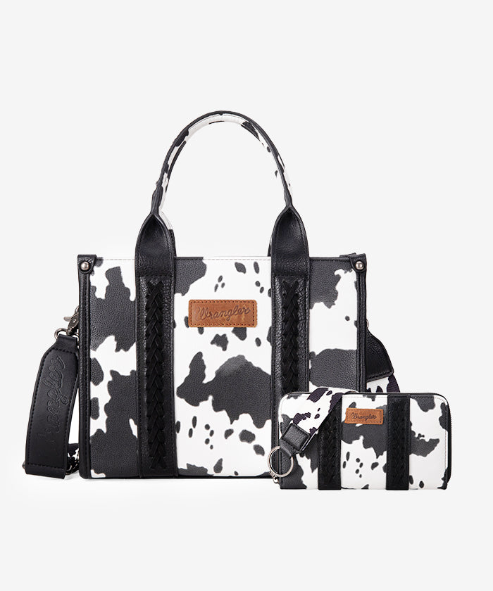 Wrangler Cow Print Concealed Carry Crossbody Bag Set for Women - Fashionable & Functional Concealed Carry Purse for Everyday Use, Travel, and Outdoor Activities