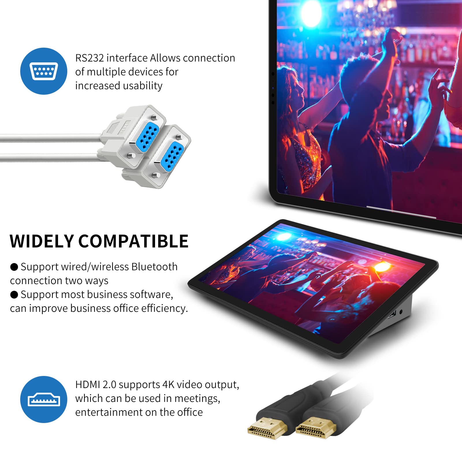 HIGOLEPC Mini PC - 10.1 Inch Touchscreen Windows 11 Pro Mini Computer, Intel Celeron J4125 8GB RAM 128GB SSD, Dual R232 HDMI Ports, Bluetooth 5.2, WiFi 5.0, Type-C, Auto-Boot - Perfect for Home Office, Digital Signage, and Industrial Control Systems