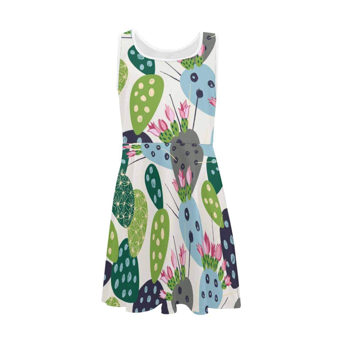 **InterestPrint Classic Girls Sleeveless Summer Dress - Cute Succulent & Cactus Print Casual Outfit for Toddler to Kids (2T-XL) - Perfect for Playdates, Beach Trips & Summer Adventures**