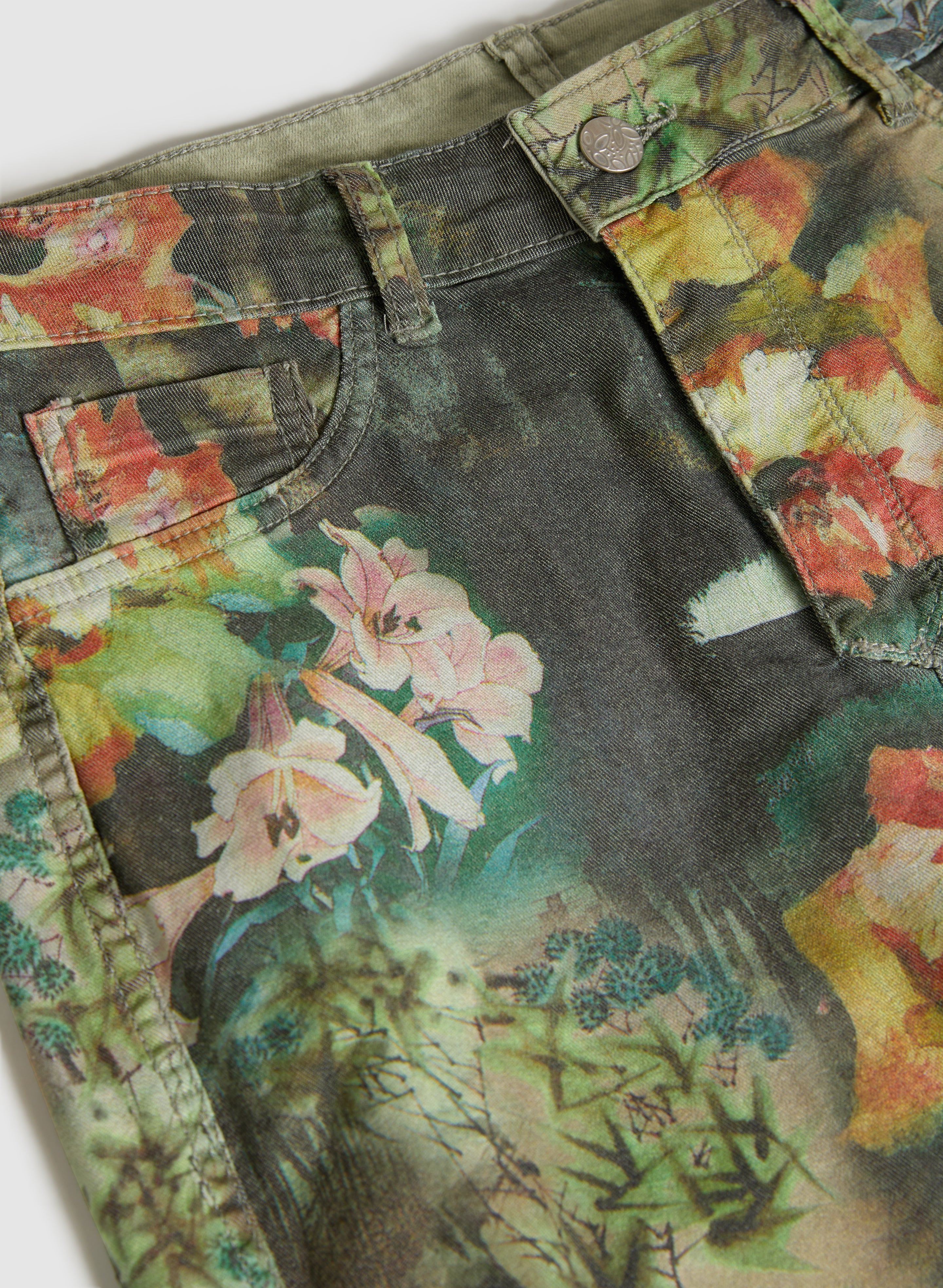 Floral Reversible Slim Leg Jeans for Women - High Waisted Stretch Denim Pants - Perfect for Casual Outings, Date Nights & Spring Fashion