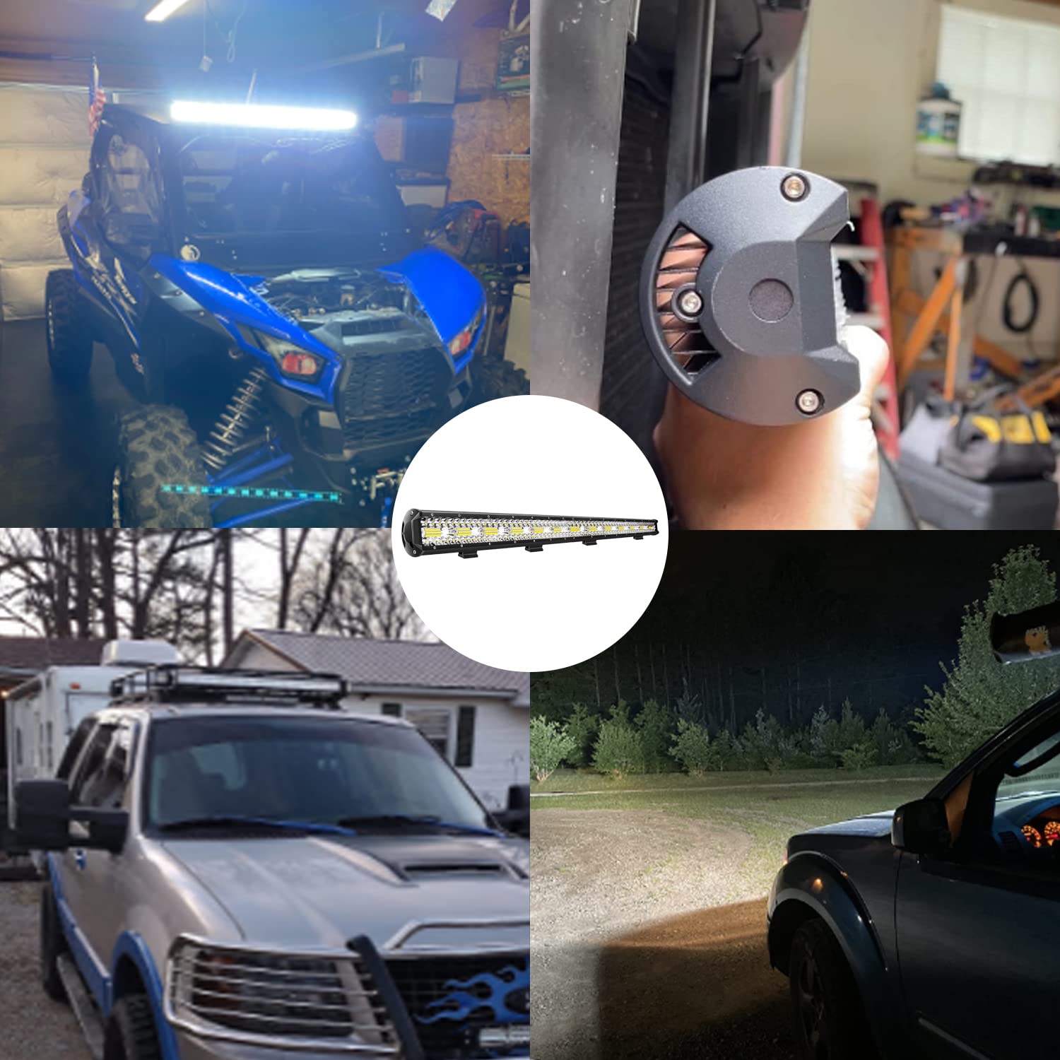 37 Inch LED Light Bar with Tri-Row Flood Spot Combo - 260 LEDs Super Bright Off-Road Lighting for Trucks, Jeeps, UTVs & ATVs - Waterproof Driving Lights for Night Adventures, Camping & Trail Riding