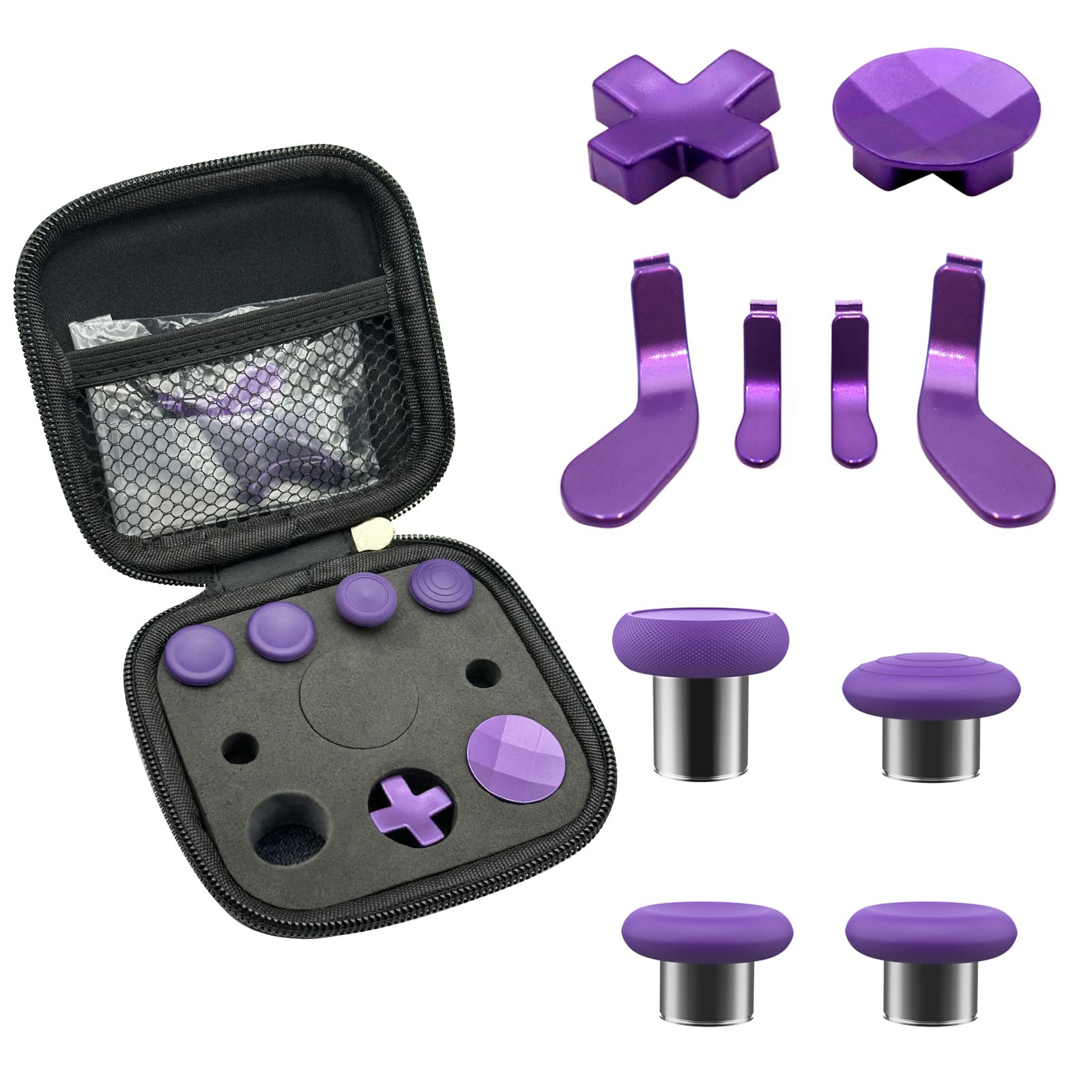 EASEGMER 10-in-1 Replacement Thumbsticks & Accessories Kit for Xbox Elite Controller Series 2 - Includes 4 Interchangeable Joysticks, 4 Paddles, 1 Standard D-Pad (Purple) | Perfect for Gaming, Customization & Controller Repair