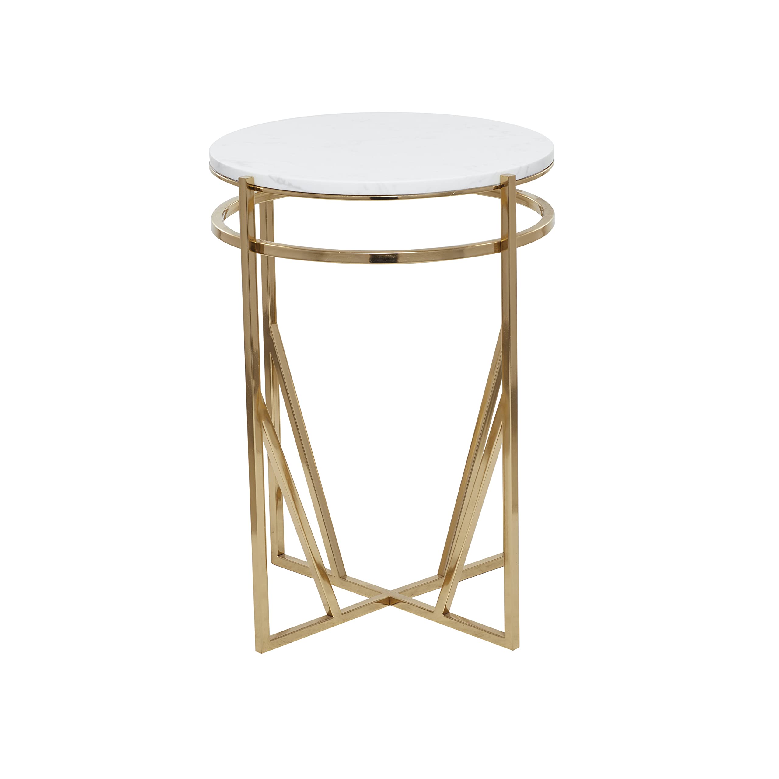 Deco 79 Modern Gold Metal Side Table with Marble Top - 16