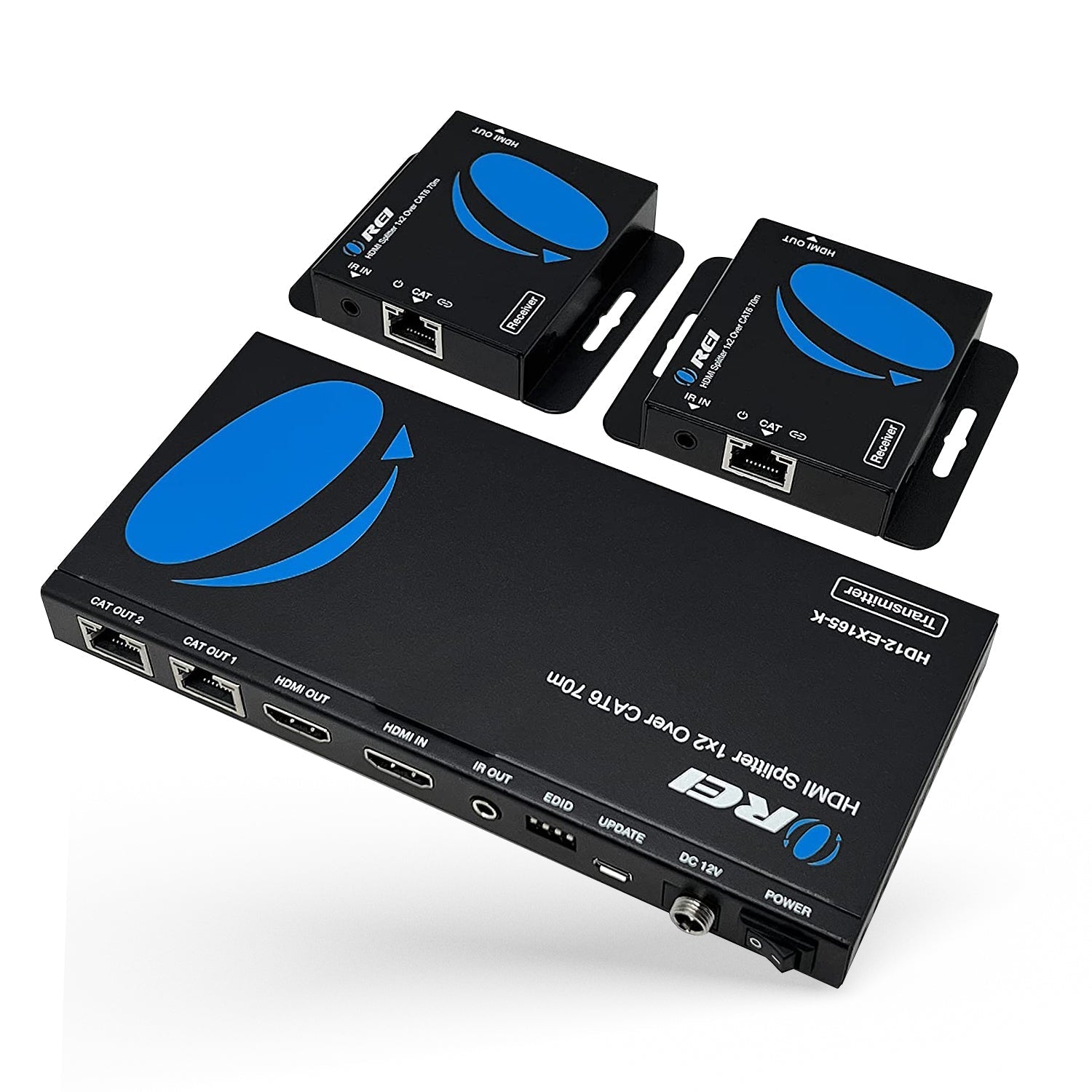 1x2 HDMI Extender Splitter Over CAT6/7 Cable - 165ft Range with Loop Out, IR Control & EDID (HD12 EX165 K) - Perfect for Home Theater, Conference Rooms & Multi-Display Setups