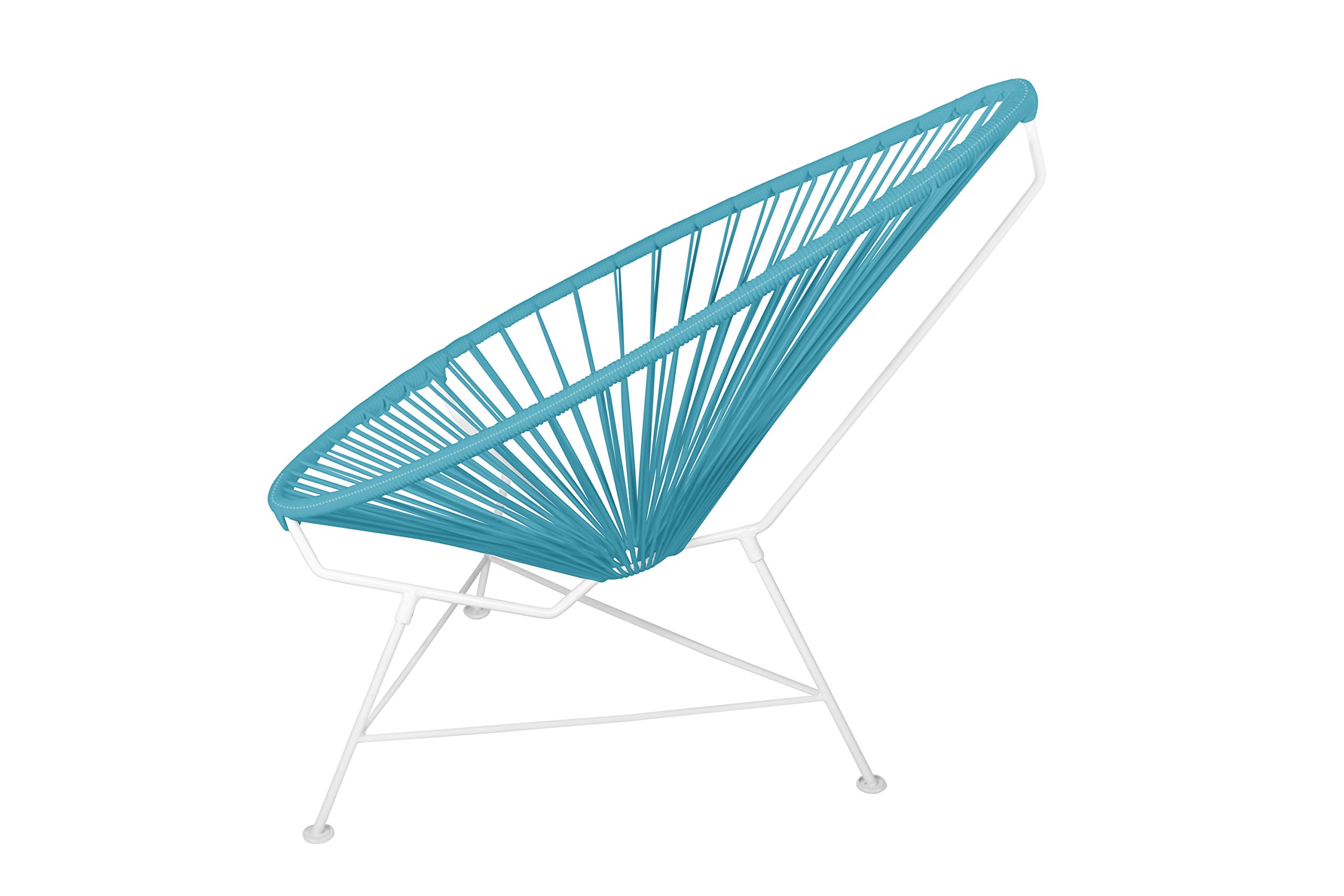 Innit Designs Baby Acapulco Chair - Blue Woven Rattan on White Metal Frame - Perfect for Nursery, Patio, or Kids' Room Decor